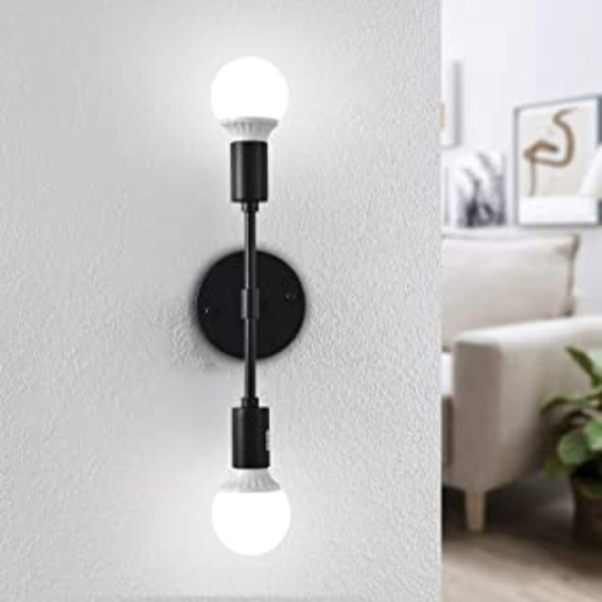 RRP-£30 Black Indoor Wall Lights for Living Room Bedrooms Bedside Bathroom, MRHYSWD 2 Lights Modern
