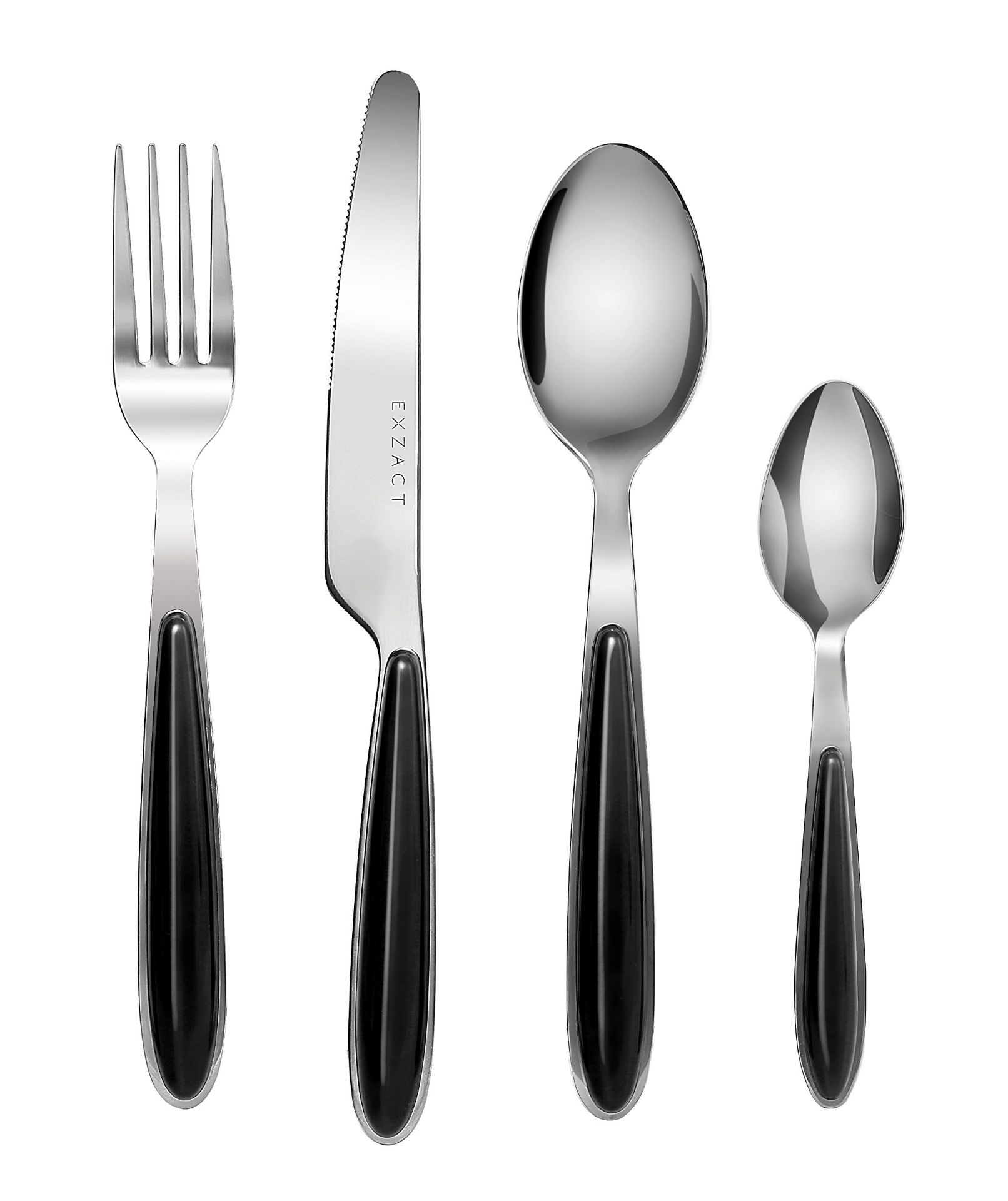 RRP-£12 EXZACT Cutlery Set 16pcs Stainless Steel - Coloured Handles - 4 x Forks, 4 x Knives, 4 x Tab