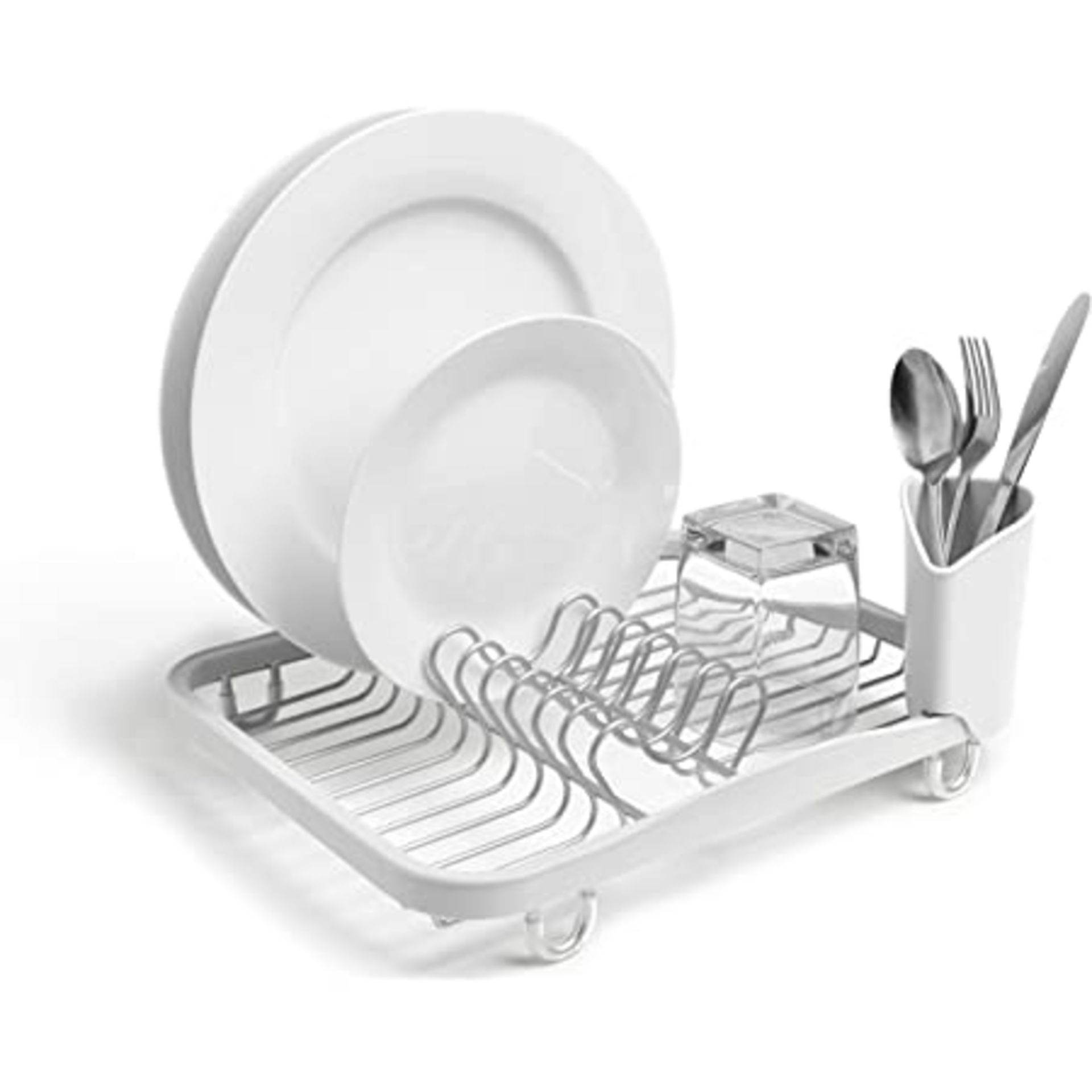 RRP-£14 Anika 69069 Kitchen Dish Drainer Rack / Separate Cutlery Holder / Removable Drip Tray / Grey