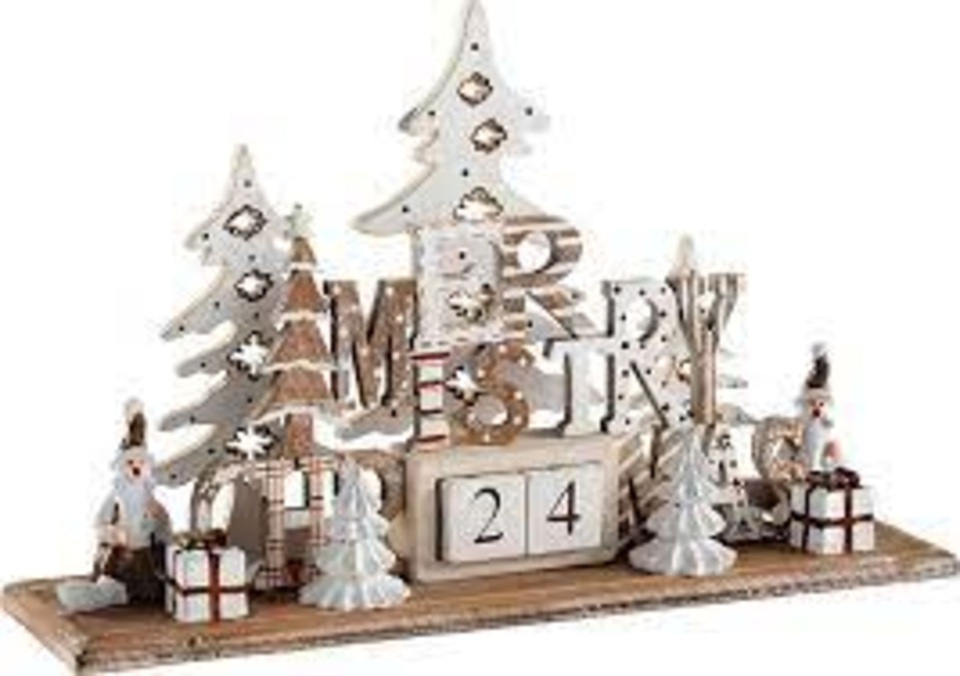 RRP-£12 WeRChristmas Wooden Christmas Scene Advent Calendar Decoration, Wood, 21 cm - Multi-Colour