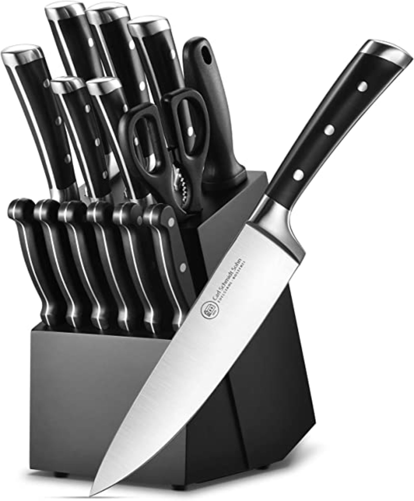 RRP-£40 Toni Sharpe 16Pcs Kitchen Knife Set With Wooden Knife Block | Ultra Sharp Japanese Kitchen K