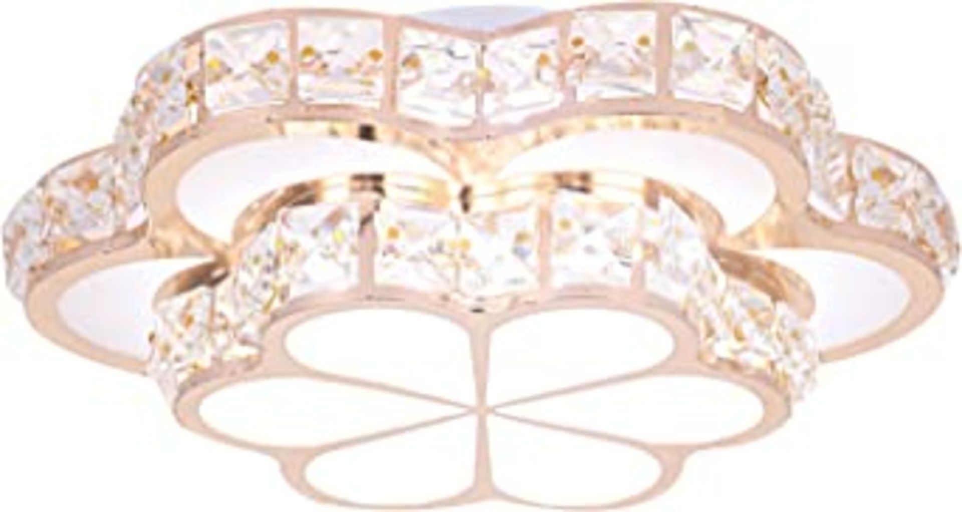 RRP-£26 GreeLustr Crystal Ceiling Light, Plum Blossom Modern Chandeliers, White Acrylic 3 Colors Adj