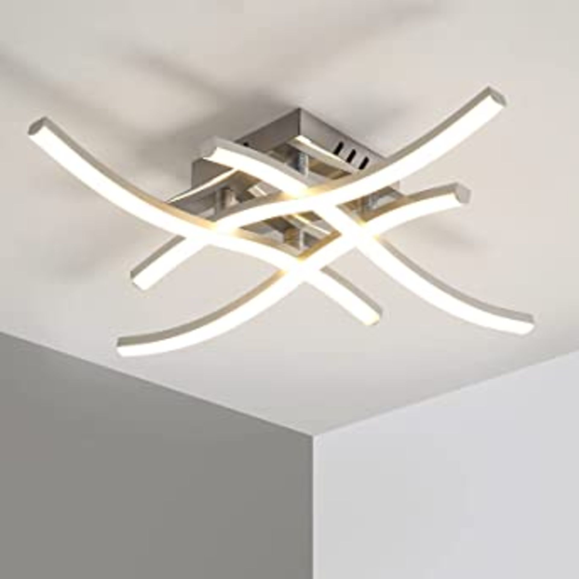 RRP-£16 Led Ceiling Light, 24W 2000lm Modern Curved Design Ceiling Lamp, 4 Built-in LED Boards, 4000