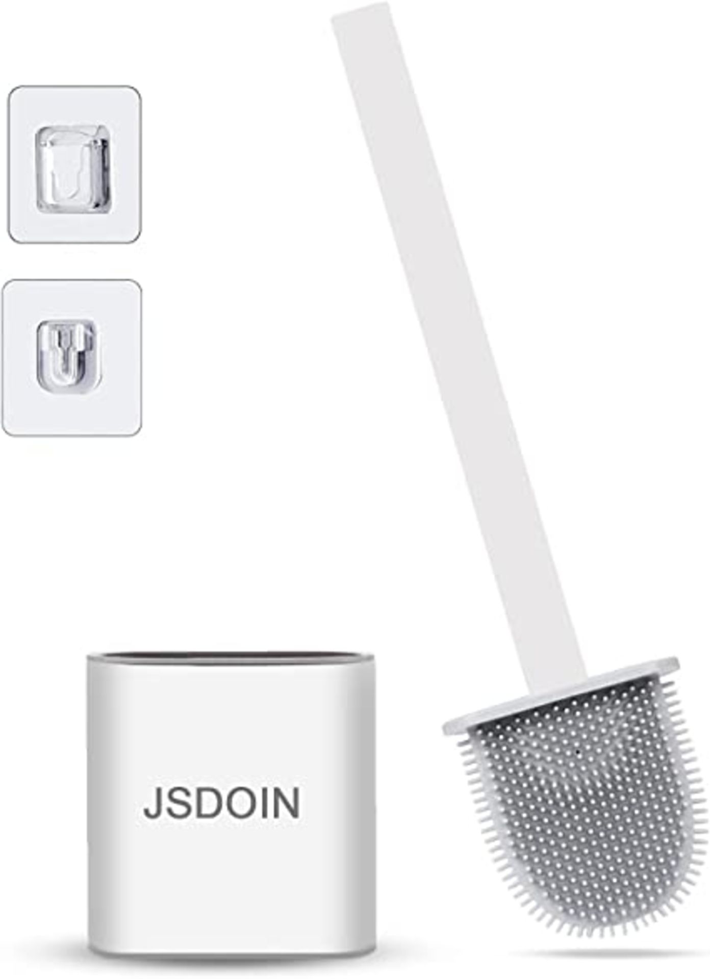 RRP-£7 Jsdoin Toilet Brush, Bathroom Toilet Brush Holder Set,Deep Cleaner Silicone Toilet Brushes wi