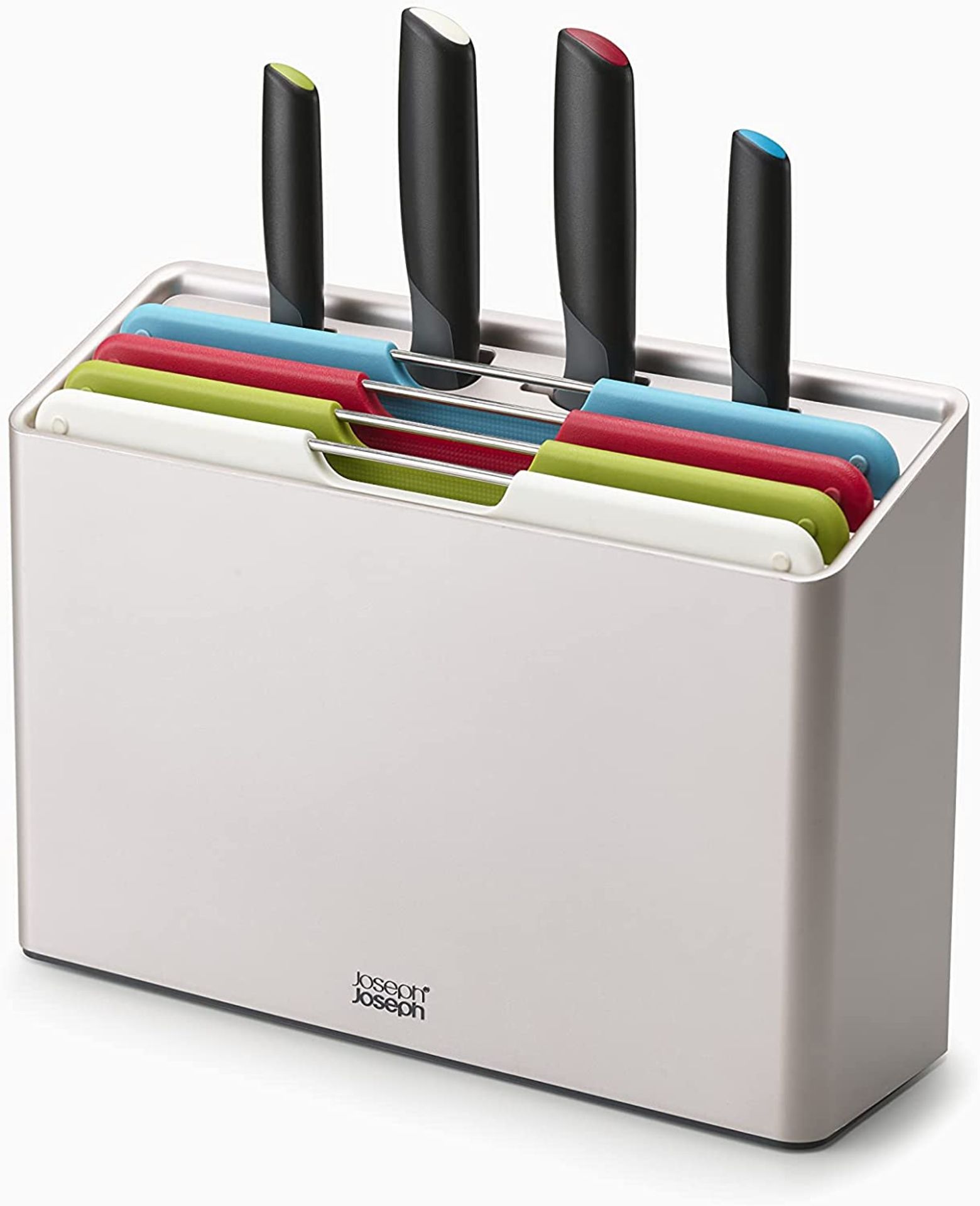 RRP-£100 Joseph Joseph Folio Plus, 8-Piece Colour coded Knife & Chopping Board Set - Multicolour