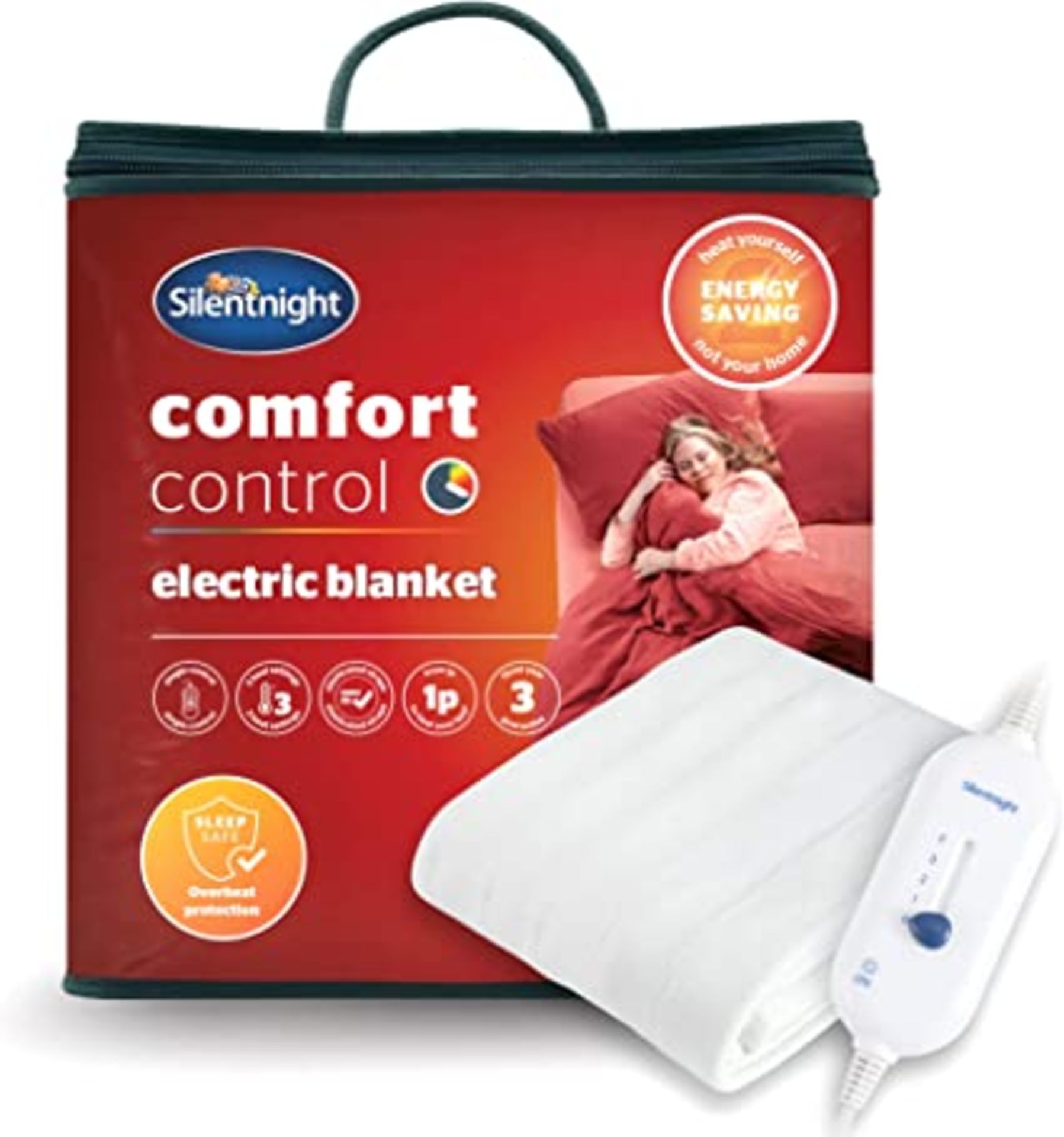 RRP-£42 Silentnight Comfort Control Electric Blanket King Size - Heated Electric Fitted Underblanket