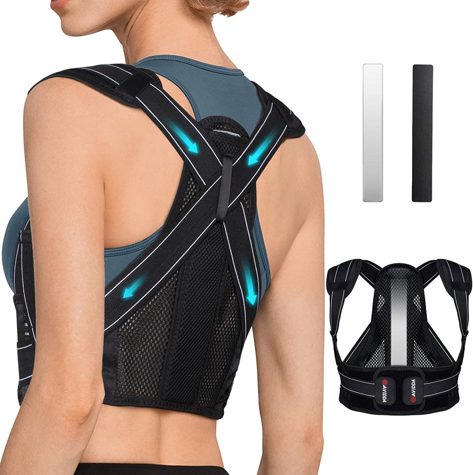 RRP-£17 AVIDDA Posture Corrector for Men Women, Back Brace with Replaceable Support Plate, Breathabl