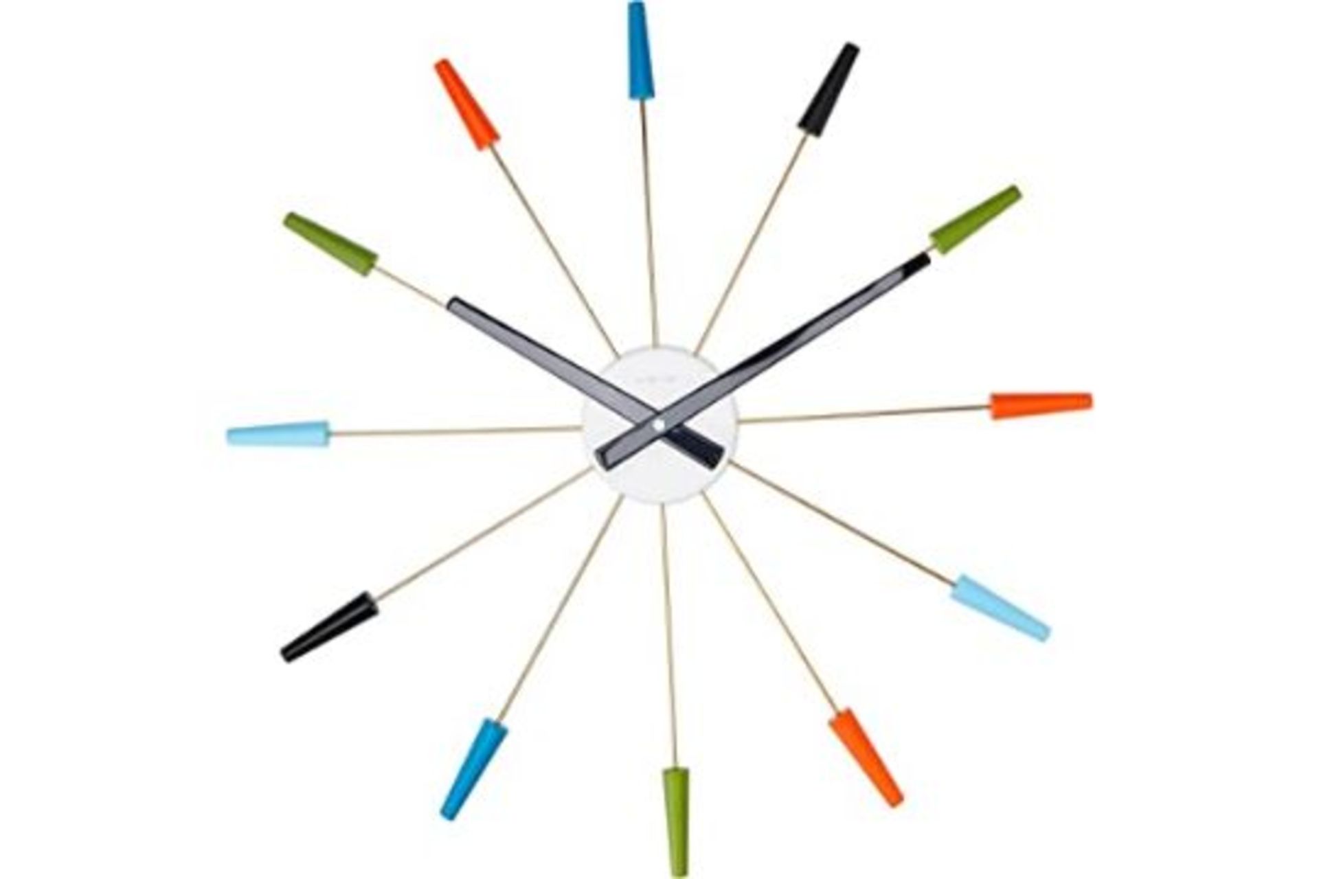 RRP-£70 NexTime - Silent Wall Clock - Vintage - 58 cm - Stainless Steel - 'Plug Inn' Multicolored