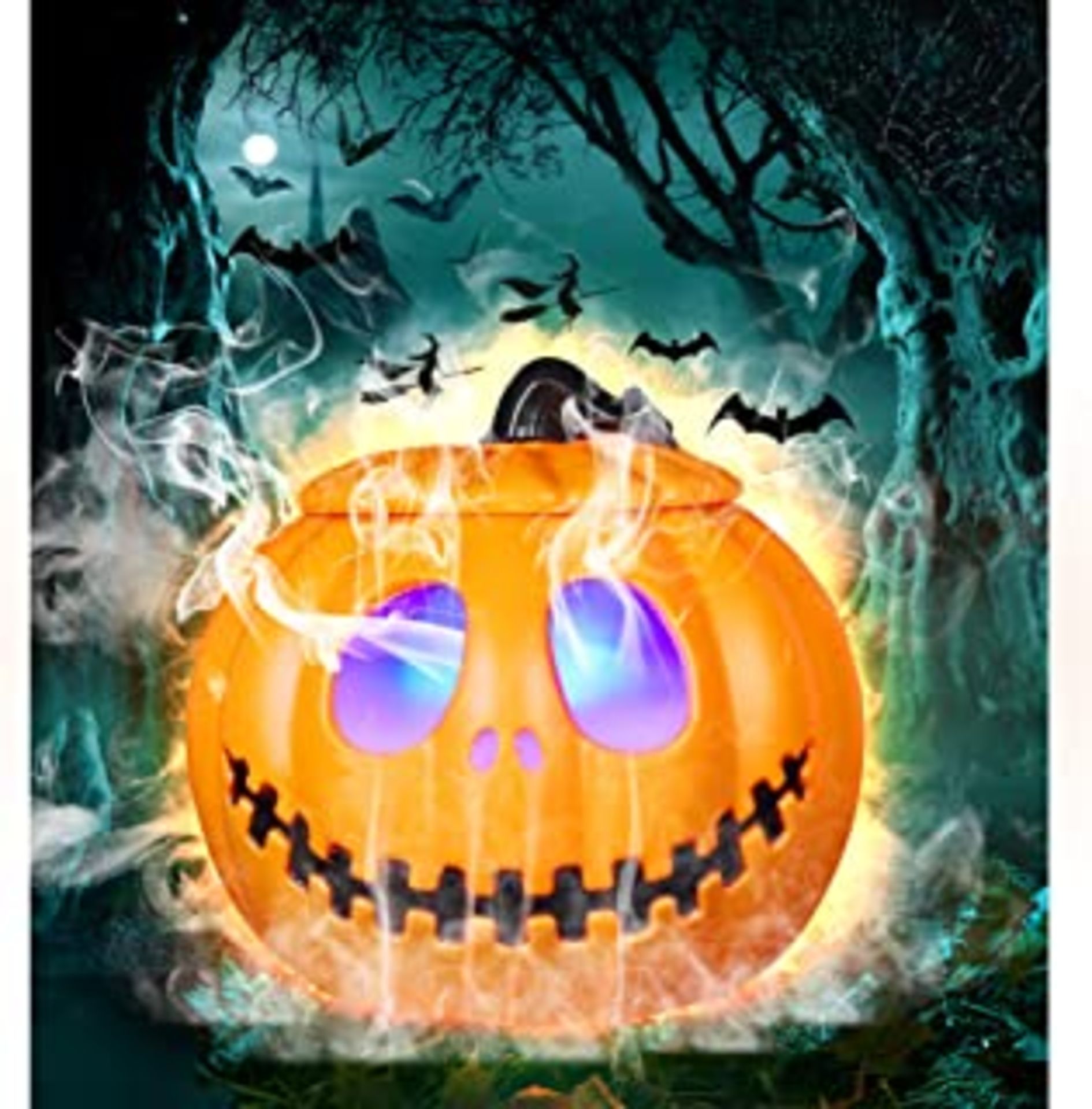 RRP-£10 Halloween Mist Maker Fogger With Pumpkin,Gaoxun12 LED Pumpkin Light Fogger Water Fountain Po