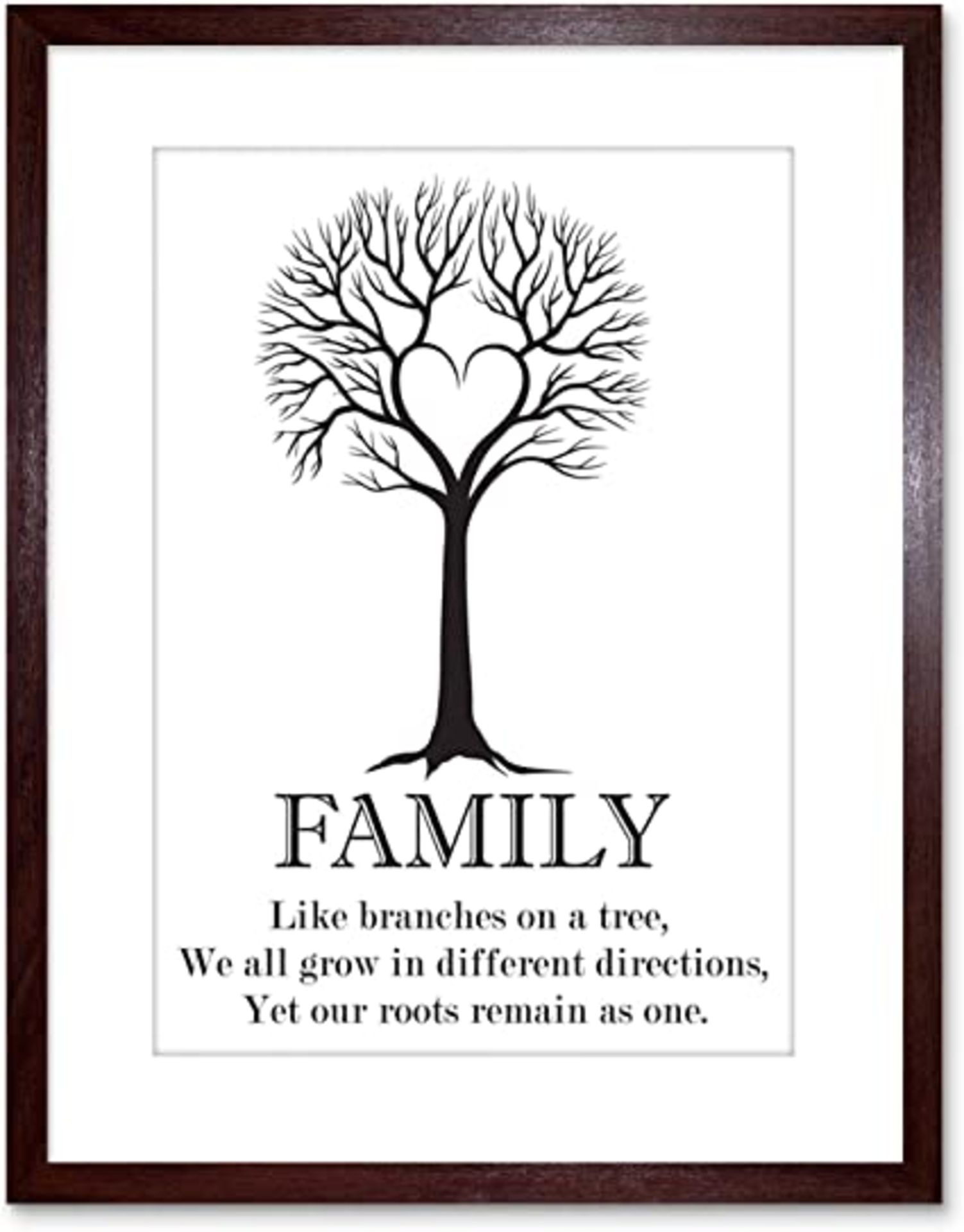 RRP-£11 Wee Blue Coo Family Roots Quote Motivation B&W He Tree Framed Wall Art Print