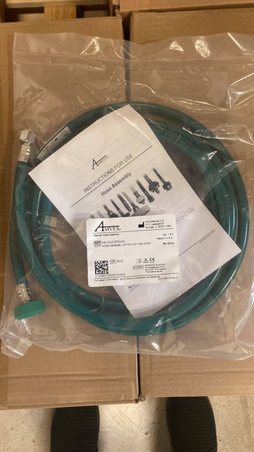 OHIO MEDICAL HS-10UO-DFDHC4 PALLET OF 10 FT. OXYGEN HOSE ASSEMBLY QTY: 20 CASES/20 HOSES PER CASE