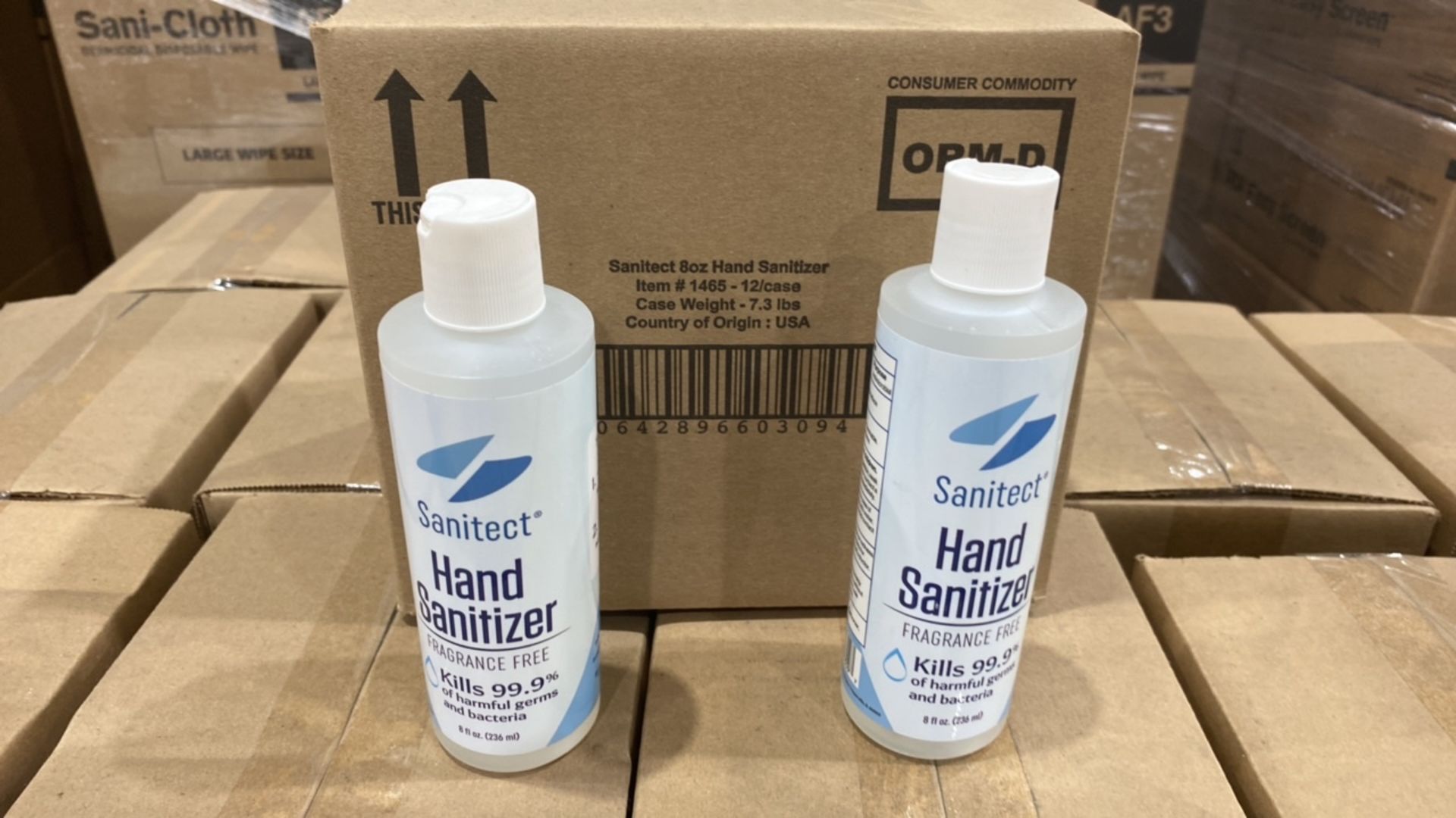 SANITECT 1465 FRAGRANCE FREE HAND SANITIZER (EXPIRED) QTY:225 CASES/ 12 X 8 OZ UNITS PER CASE