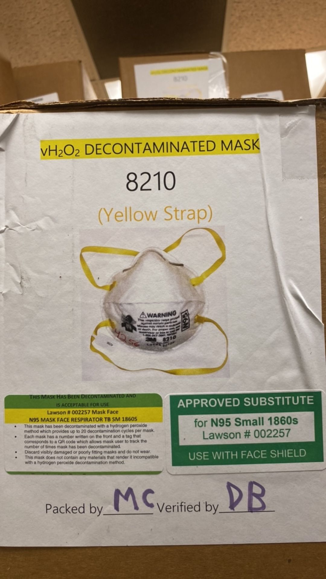 LAWSON 8210 REPROCESSED N95 MASKS QTY:19 CASES/ 20 X 20 BAGS