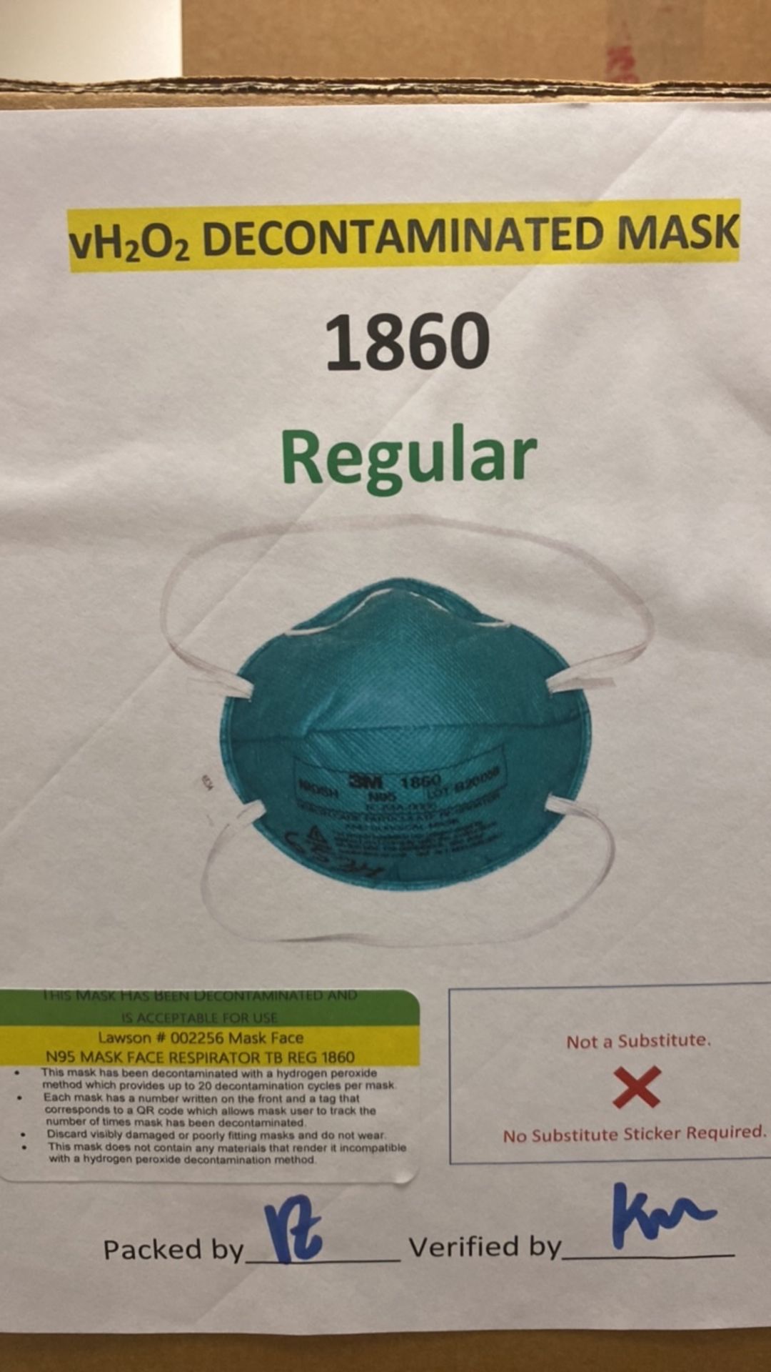 LAWSON 1860 REPROCESSED N95 MASKS QTY:14 CASES/ 20 X 20 BAGS