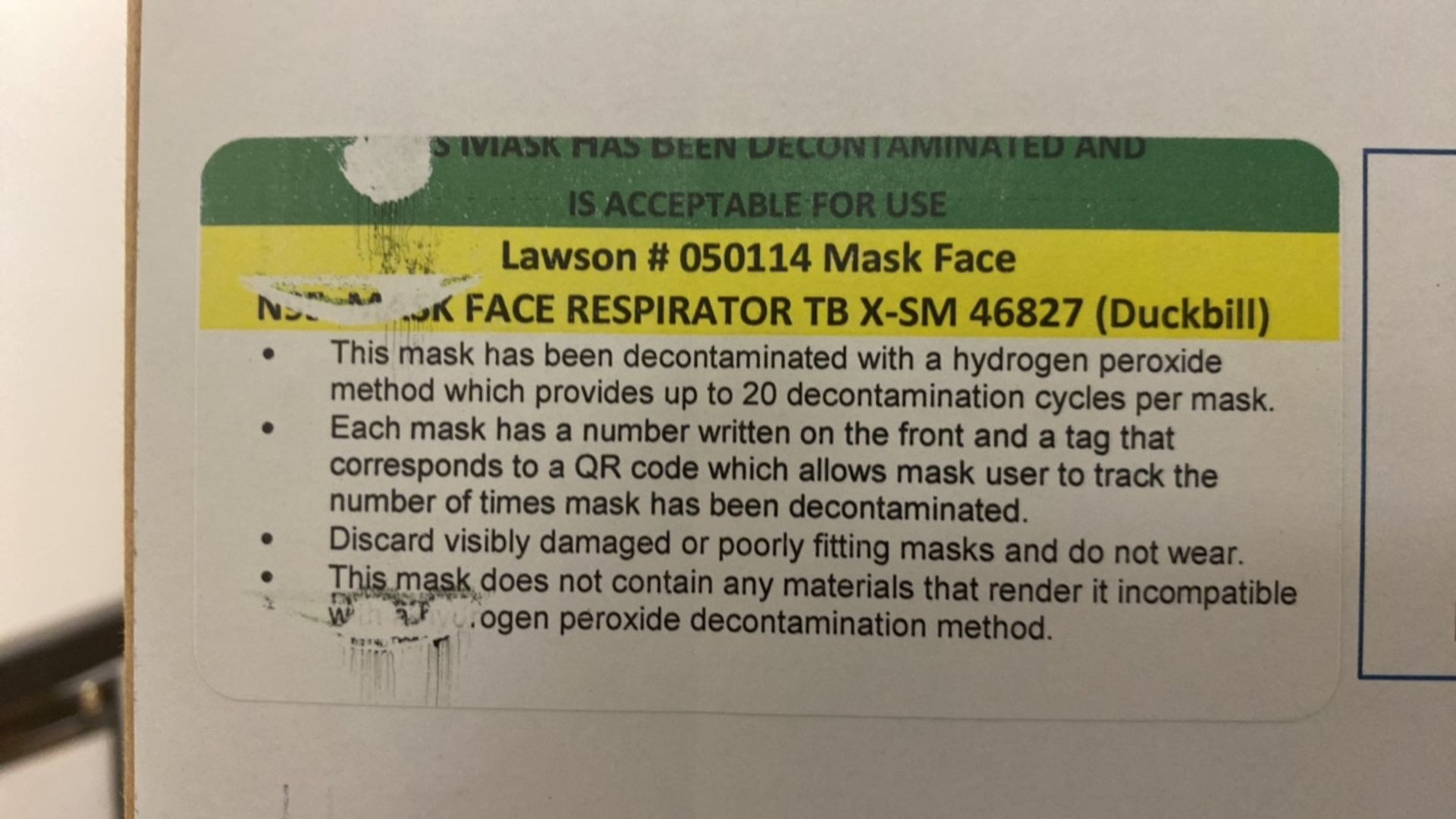 LAWSON DUCKBILL REPROCESSED N95 MASKS QTY:2 CASES/ 20 X 20 BAGS - Image 2 of 3