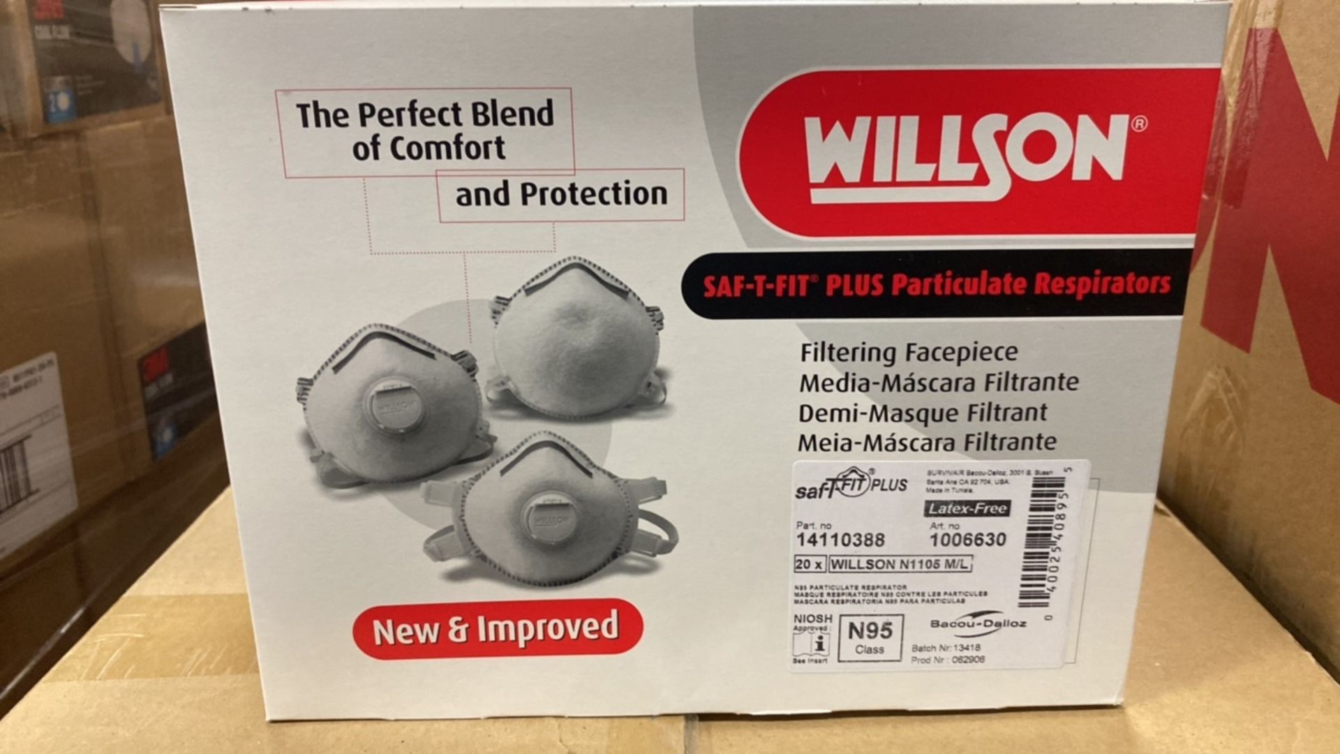 WILSON 141110388, SAF-T- FIT PLUS PARTICULATE RESPIRATORS QTY:10 CASES/ 10 X 20 MASKS PER CASE