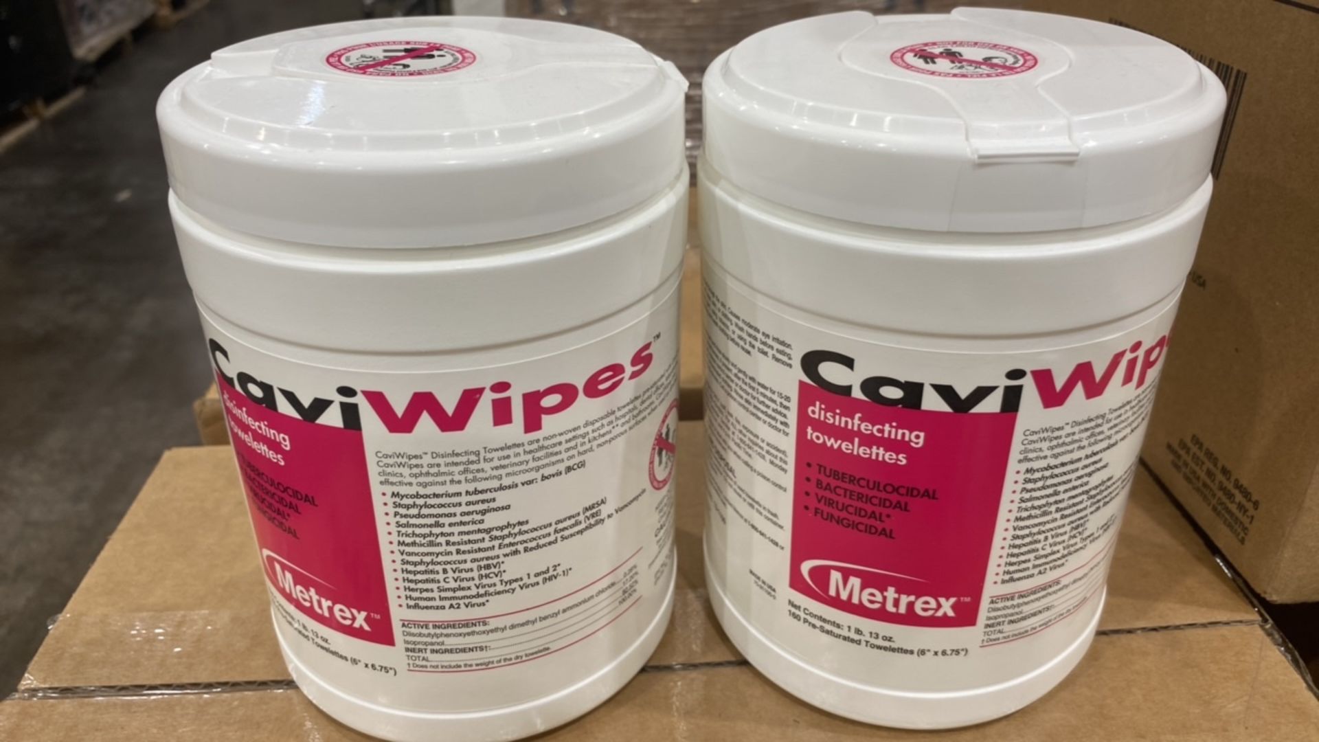 METREX CAVI WIPES 13-1100 DISINFECTING TOWELETTES (EXPIRED) QTY:40 CASES/ 12 PER CASE (160