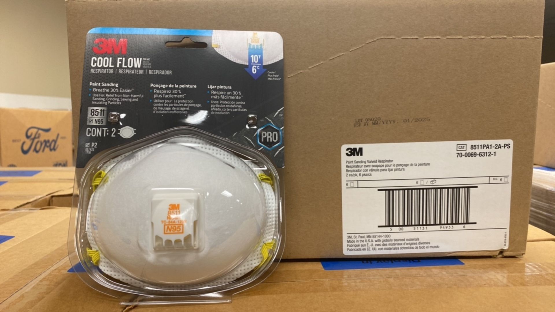 3M 8511PA1-2A-PS N95 PAINT SANDING VALVED RESPIRATOR QTY:113 CASES/ 12 PER CASE (+110 REBOXED