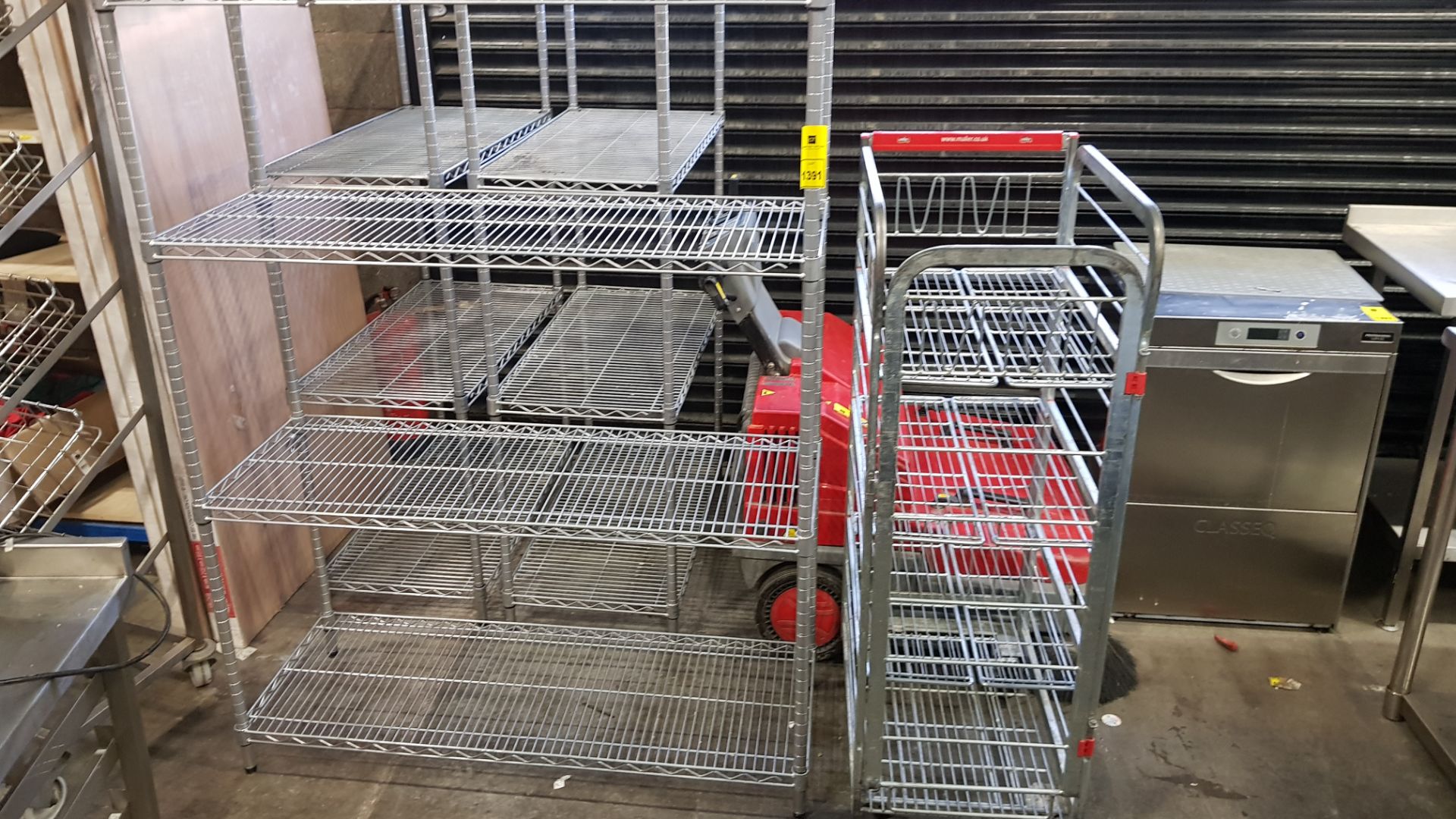 3 X 4-SHELF STANDS WITH A STAINLESS STEEL TROLLEY
