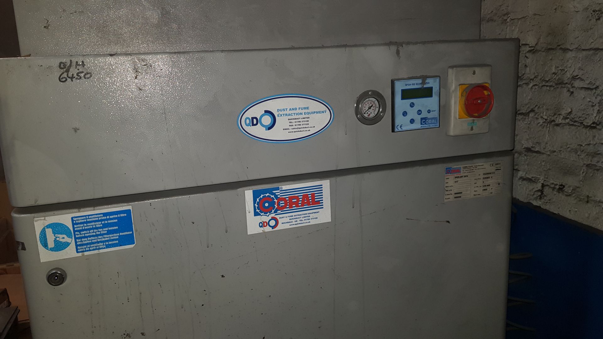 CORAL DF4 DUST EXTRACTOR CABINET WITH FUME COLLECTOR & AIR PULSE CLEANING - Image 3 of 3