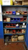 CONTAINED ON A 6 TIER METAL RACK - LARGE SELECTION OF NUTS & BOLTS IN VARIOUS SIZES