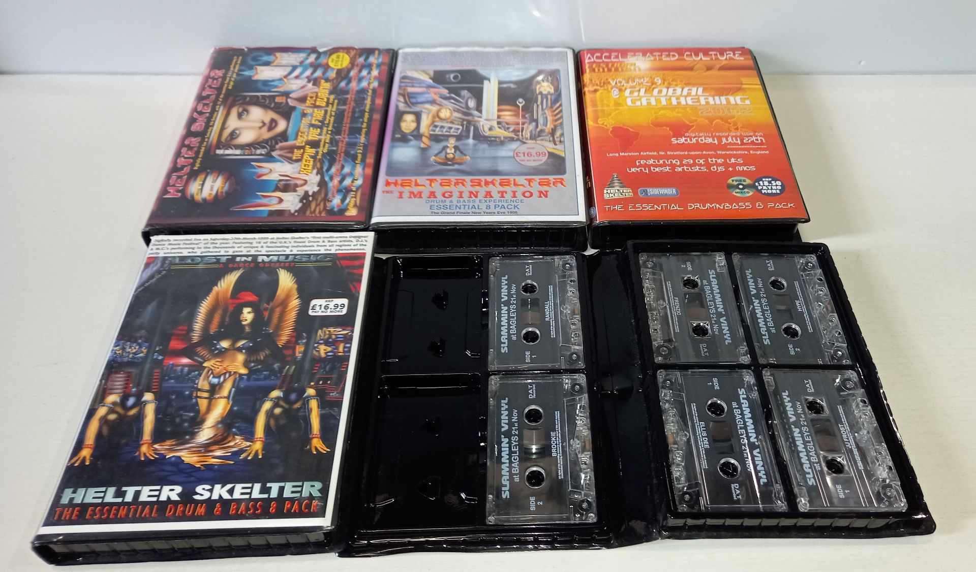 60 X INCOMPLETE BOXED SET OF CASSETTES IE HELTER SKELTER TECHNOLOGY , KEEPING THE FIRE BURNING , THE