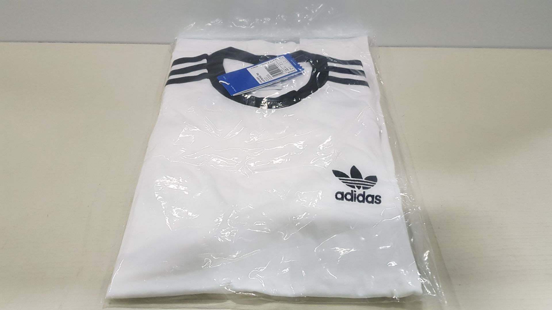 11 X BRAND NEW ADIDAS ORIGINALS 3 STRIPED WHITE TEE - IN SIZE SMALL