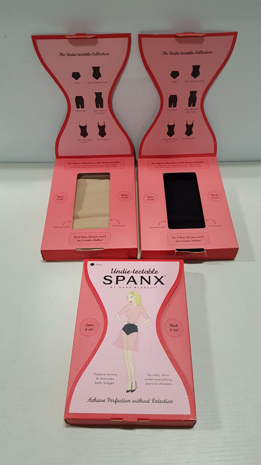 49 X BRAND NEW SPANX NUDE PANTIES IN A BOX IN NUDE AND BLACK SIZE SMALL