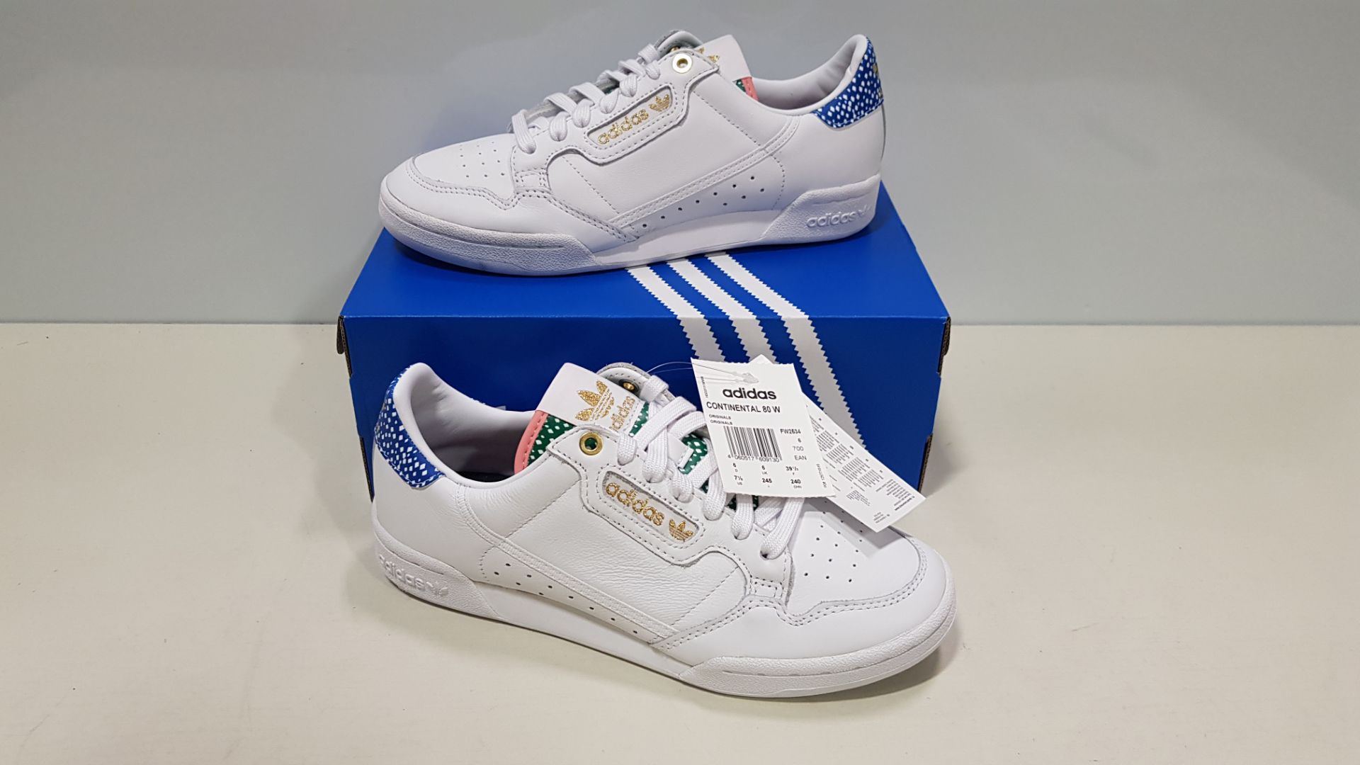 5 X BRAND NEW ADIDAS CONTINENTAL 80 W IN WHITE ( SIZE UK 6)