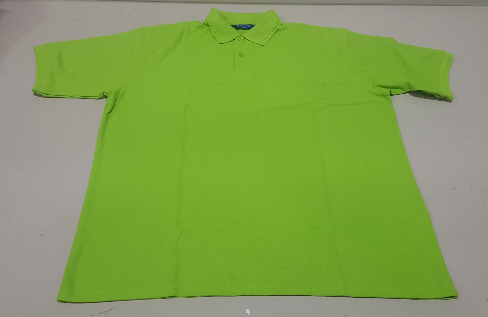 50 X BRAND NEW PAPINI POLO TOPS IN LIME GREEN IN SIZE ( UK XL)