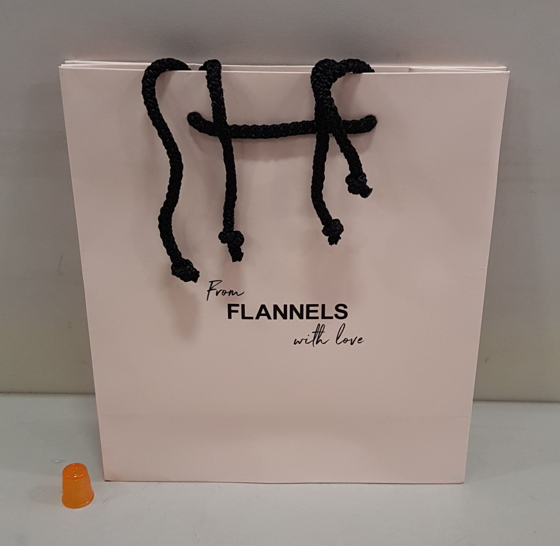 600 X BRAND NEW FLANNELS GIFT BAGS (FROM FLANNELS WITH LOVE) SIZE 22CM X 25CM IN 3 BOXES