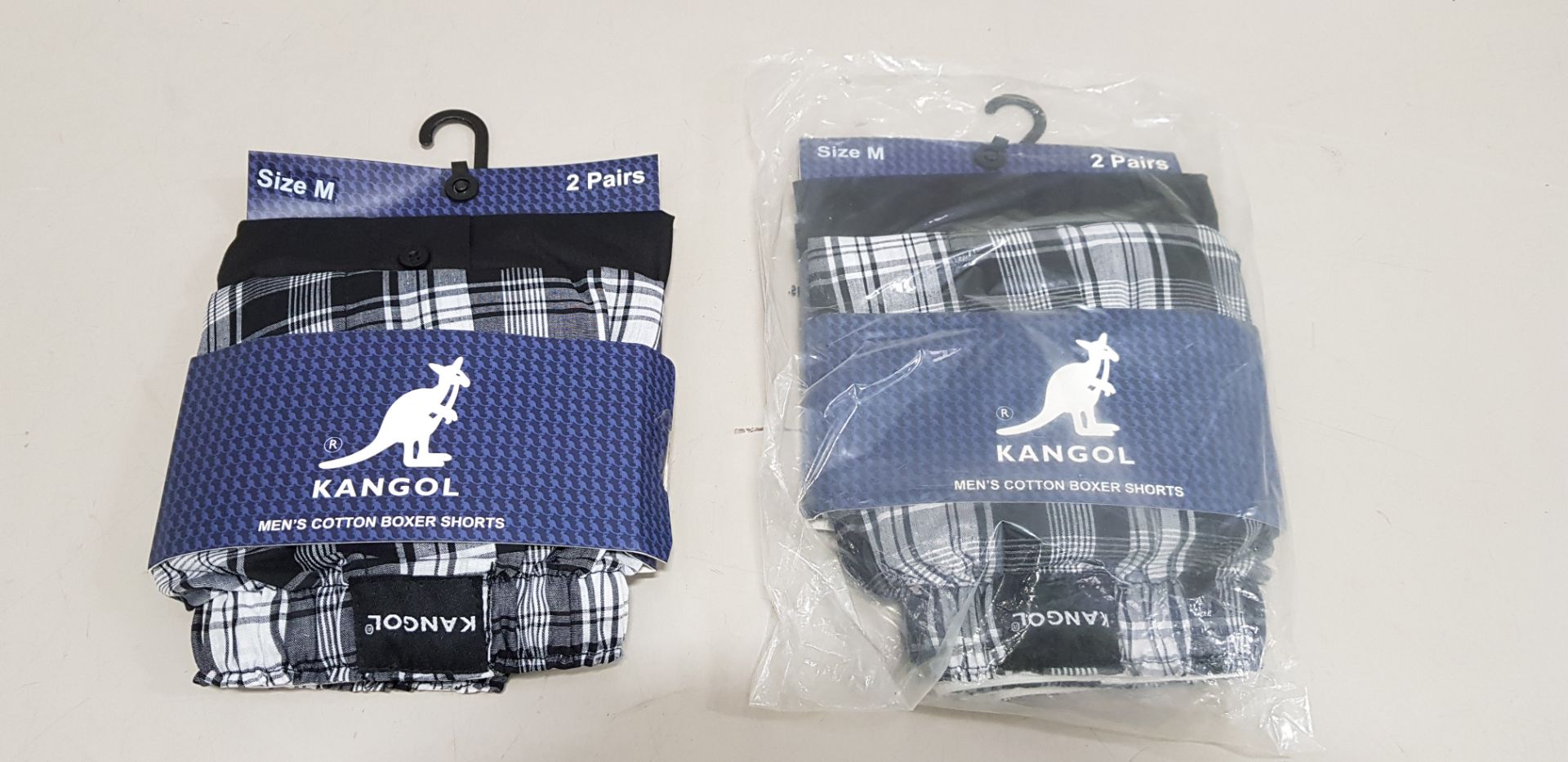 43 X BRAND NEW KANGOL 2 PAIR MENS COTTON BOXER SHORTS SIZE MEDIUM