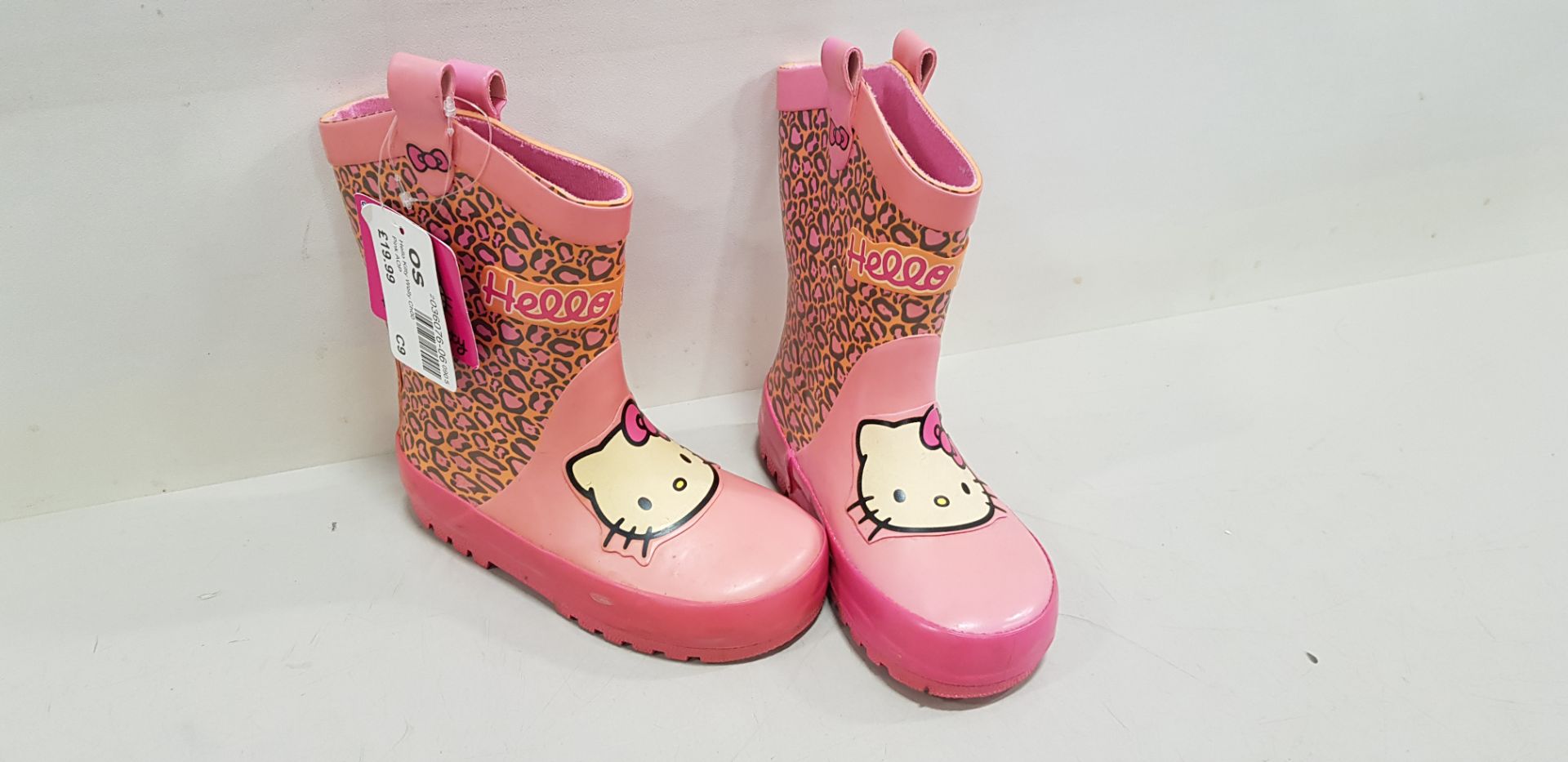 35 X BRAND NEW HELLO KITTY PINK/ ORANGE WELLIES SIZE C9 RRP £19.00 (TOTAL RRP £665.00)