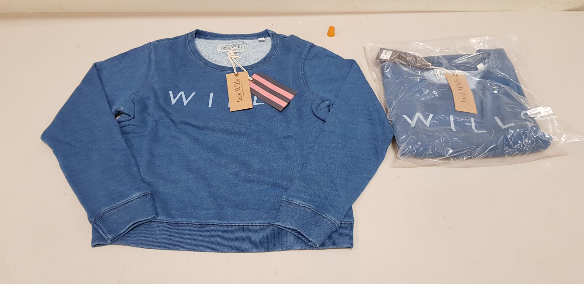 14 X BRAND NEW JACK WILLS PULBOROUGH SWEATSHIRTS IN BLUE SIZE 12 RRP £54.00 (TOTAL RRP £756.00)