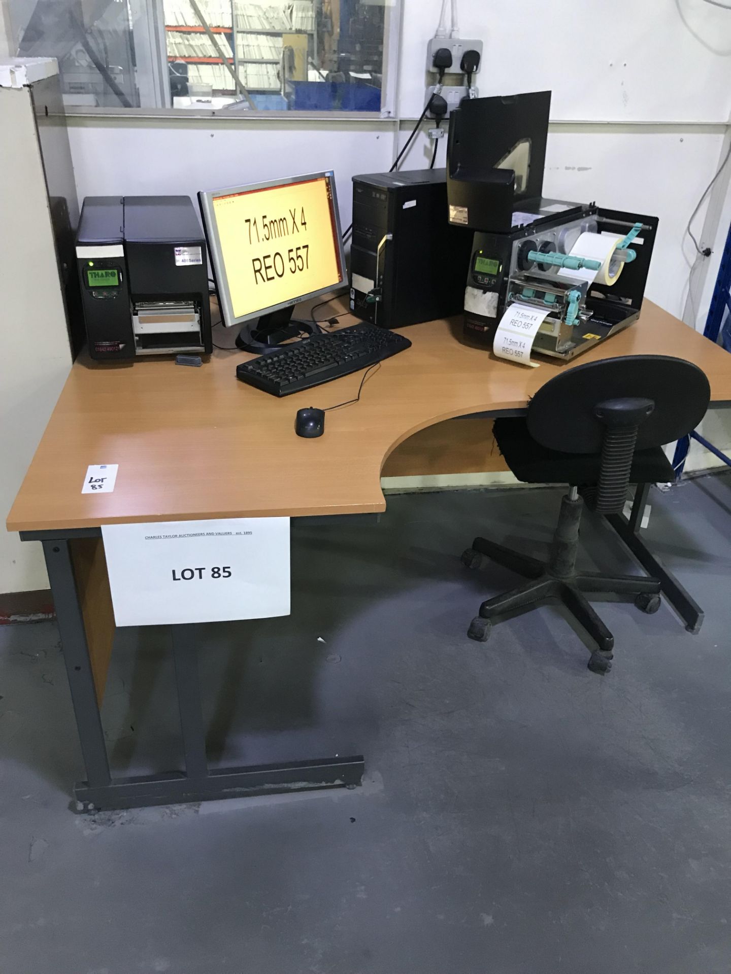 LABEL PRINT STATION INCORPORATING ACER PERSONAL COMPUTER WITH MONITOR, KEYBOARD AND MOUSE, 2 OFF