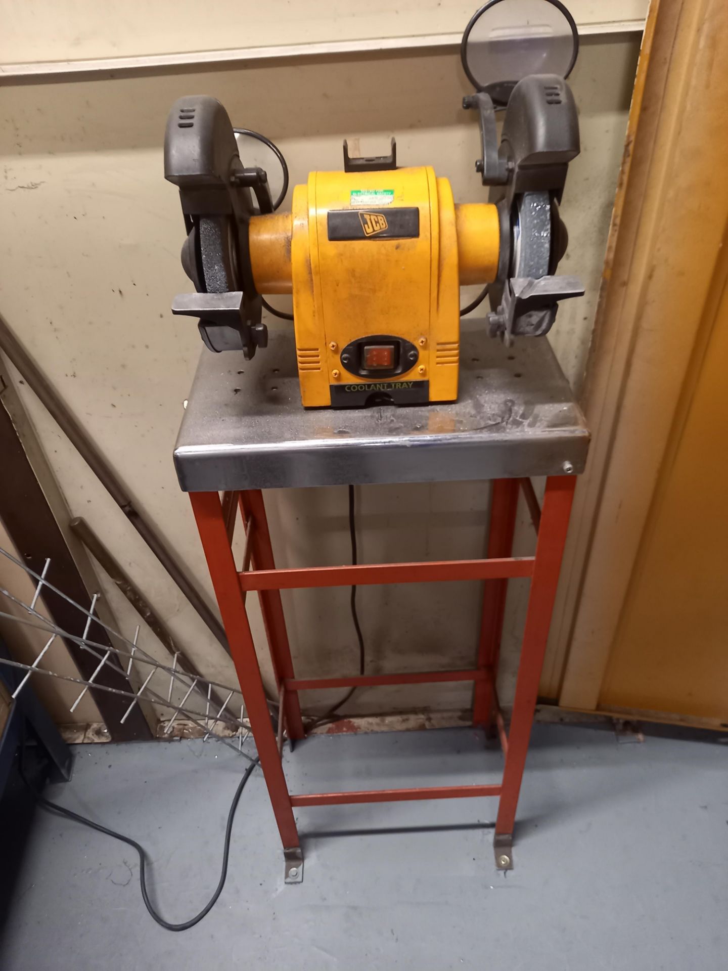 JCB DOUBLE ENDED PEDESTAL GRINDER ON METAL STAND