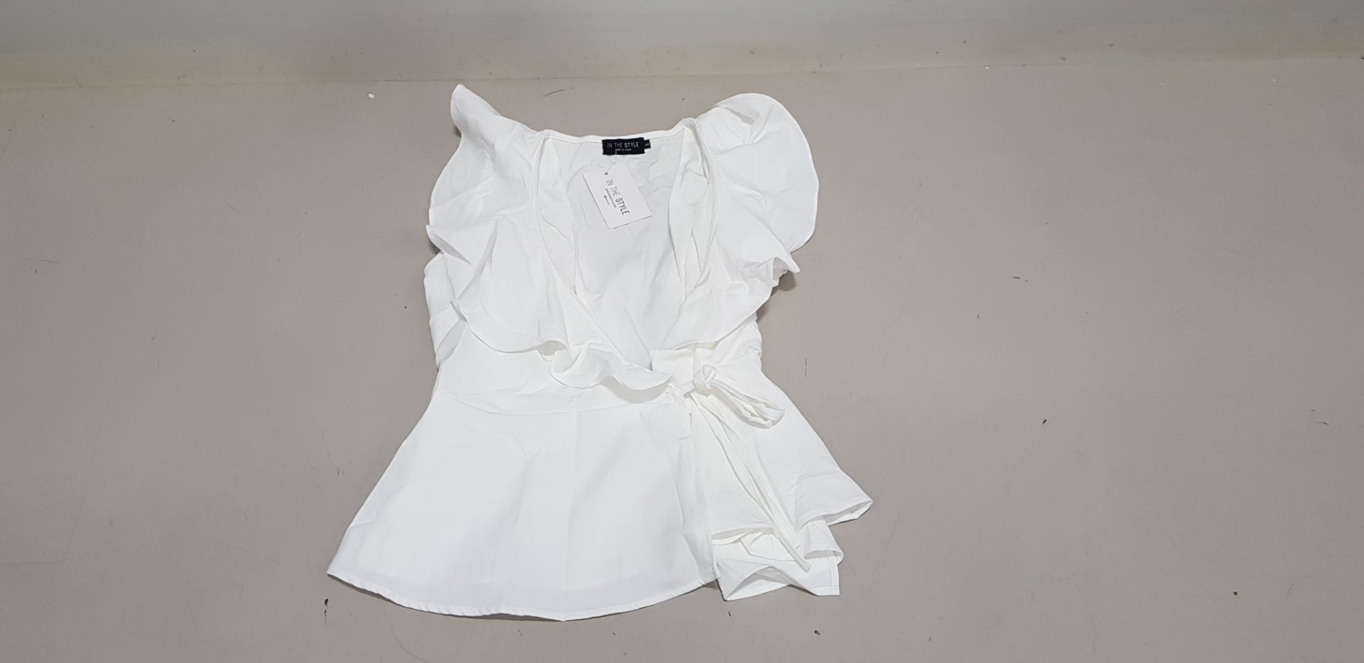 37 X BRAND NEW IN THE STYLE CURVE BILLIE FAIERS WHITE FRILL TOPS SIZE UK 8 AND 12