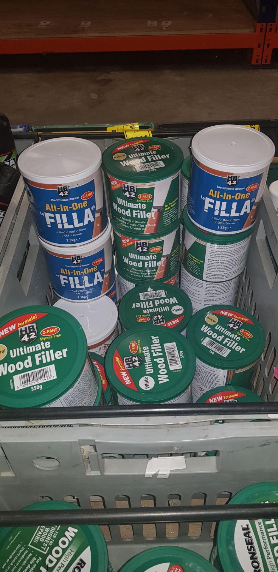 24 PIECE MIXED LOT CONTAINING HB42 NATURAL ULTIMATE WOOD FILLER AND HB42 ALL IN ONE LE FILLA