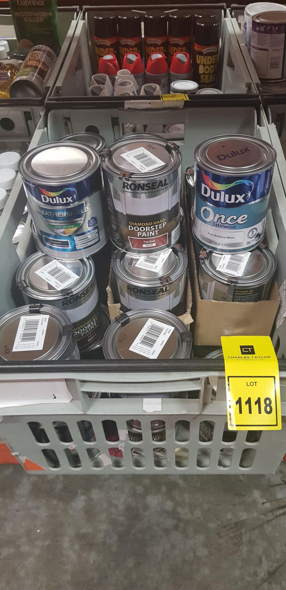 30 PIECE MIXED LOT CONTAINING DULUX WEATHER SHIELD EXTERIOR WOODEN METAL PAINT HEATHLAND BLACK,