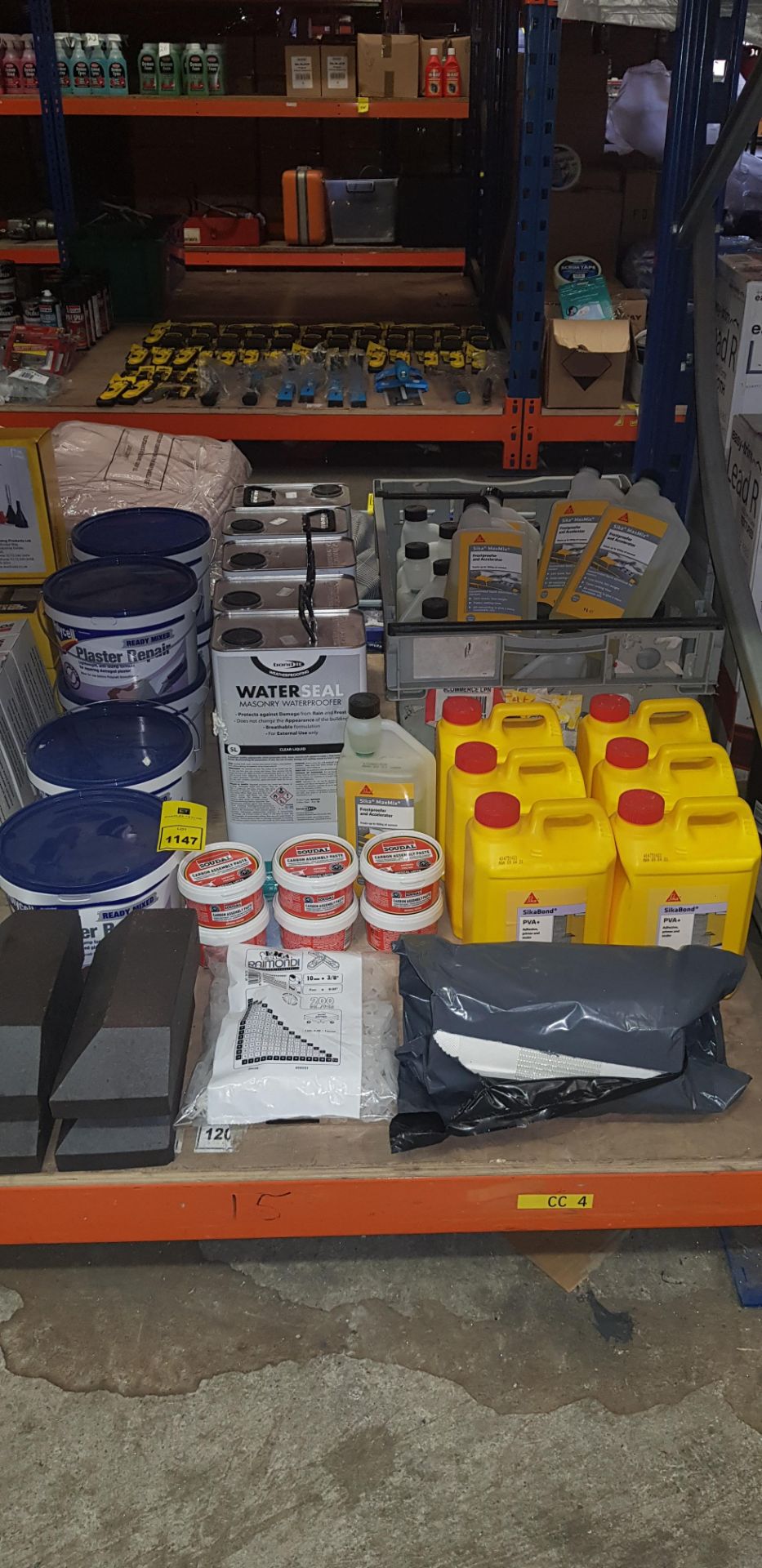 45 PIECE MIXED LOT CONTAINING BONDIT 5L WATERSEAL MASONRY WATERPROOFER, SIKA MAXMIX FROSTPROOFER &