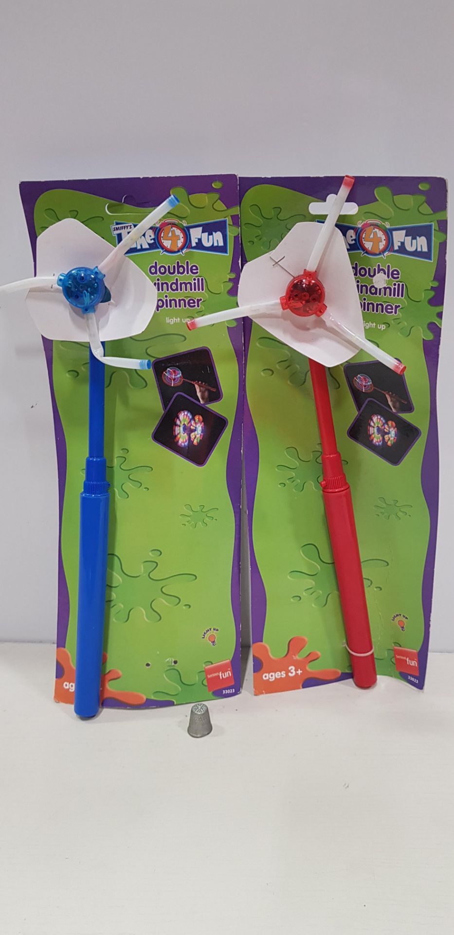 192 X BRAND NEW SMIFFY TIME 4 FUN DOUBLE WINDMILL SPINNER ( LIGHT UP ) COMES IN 2 BOXES