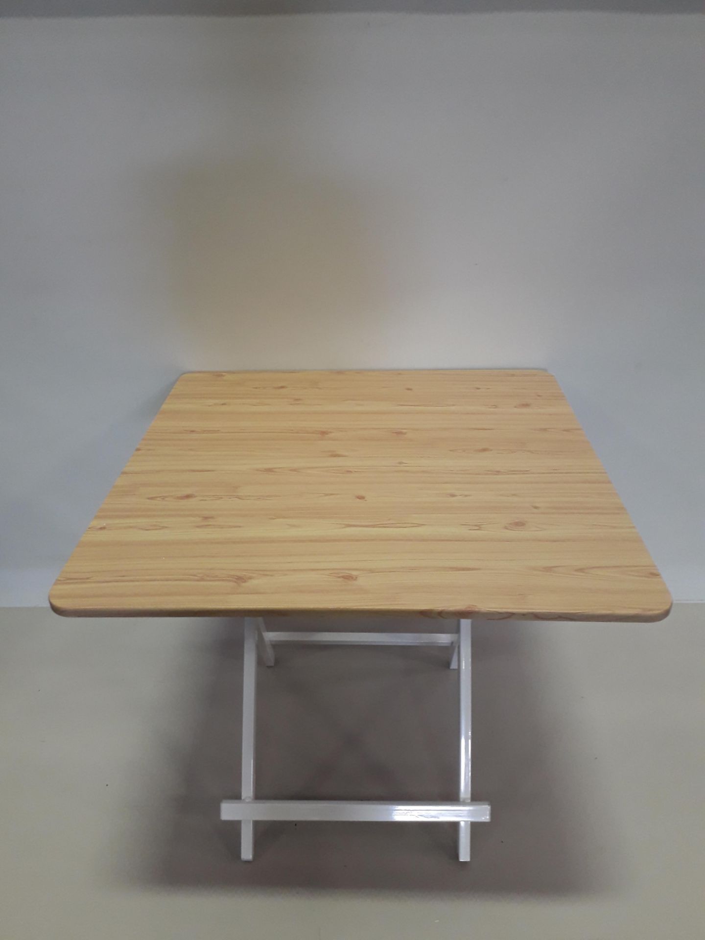 6 X LIGHT OAK COLOURED SQUARE TABLES SIZE - 80CM - (NOTE: FACTORY SECONDS SOME VENEER MAY BE