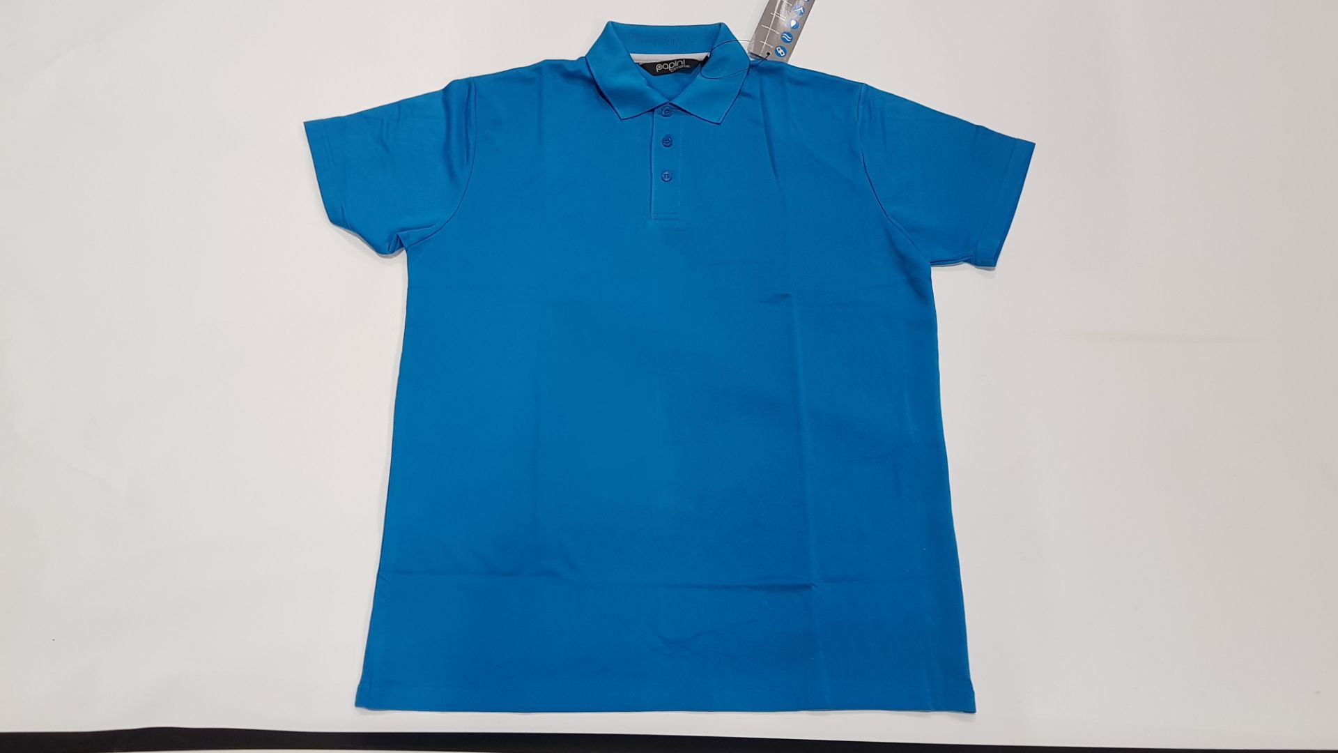 50 X BRAND NEW PAPINI CYAN POLO SHIRTS IN SIZE M