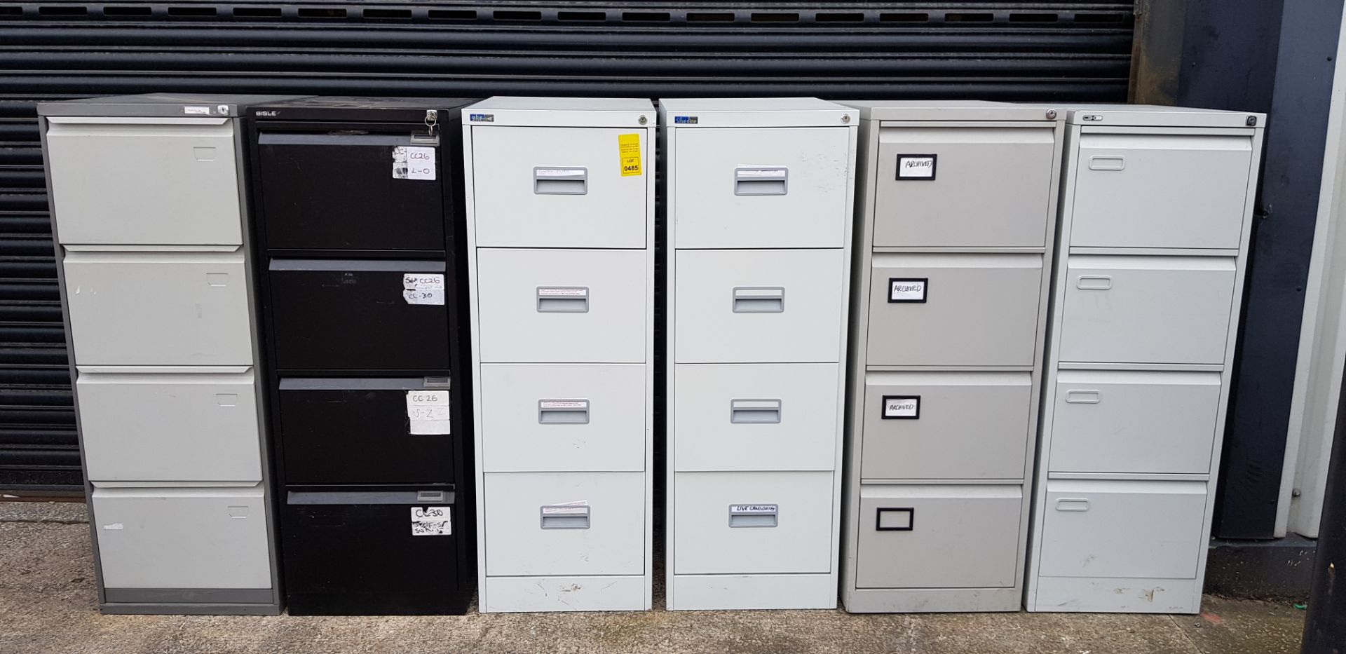 6 X METAL 4 TIER FILING CABINETS ( USED )
