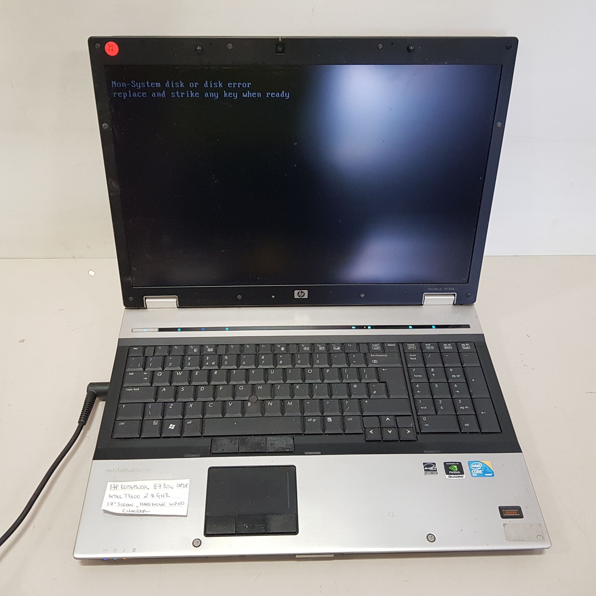 1 X HP ELITE BOOK LAPTOP 873OW WITH CHARGER (NO O/S)