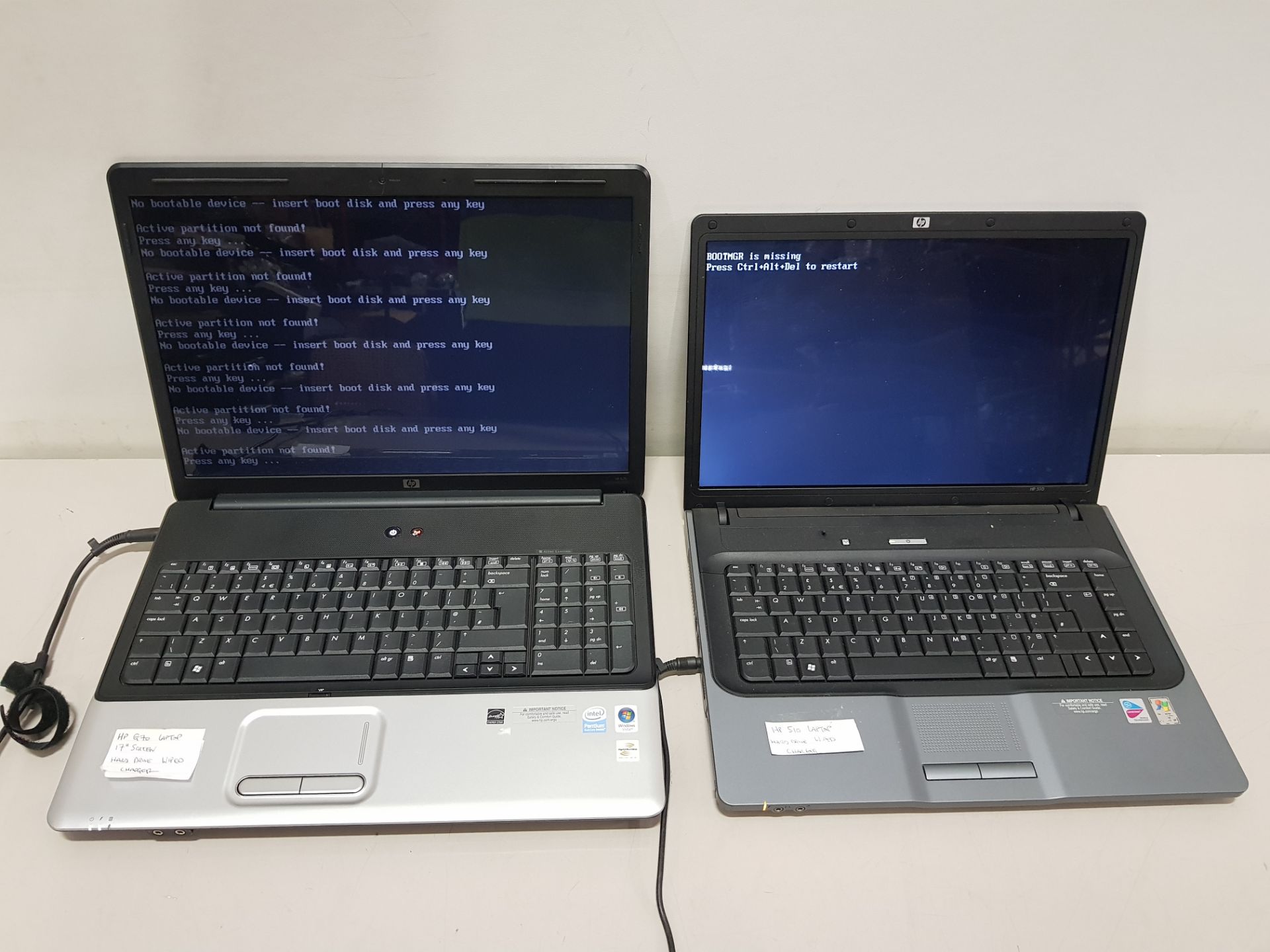 2 X HP LAPTOPS WITH CHARGERS - G70 AND 510 (NO O/S)