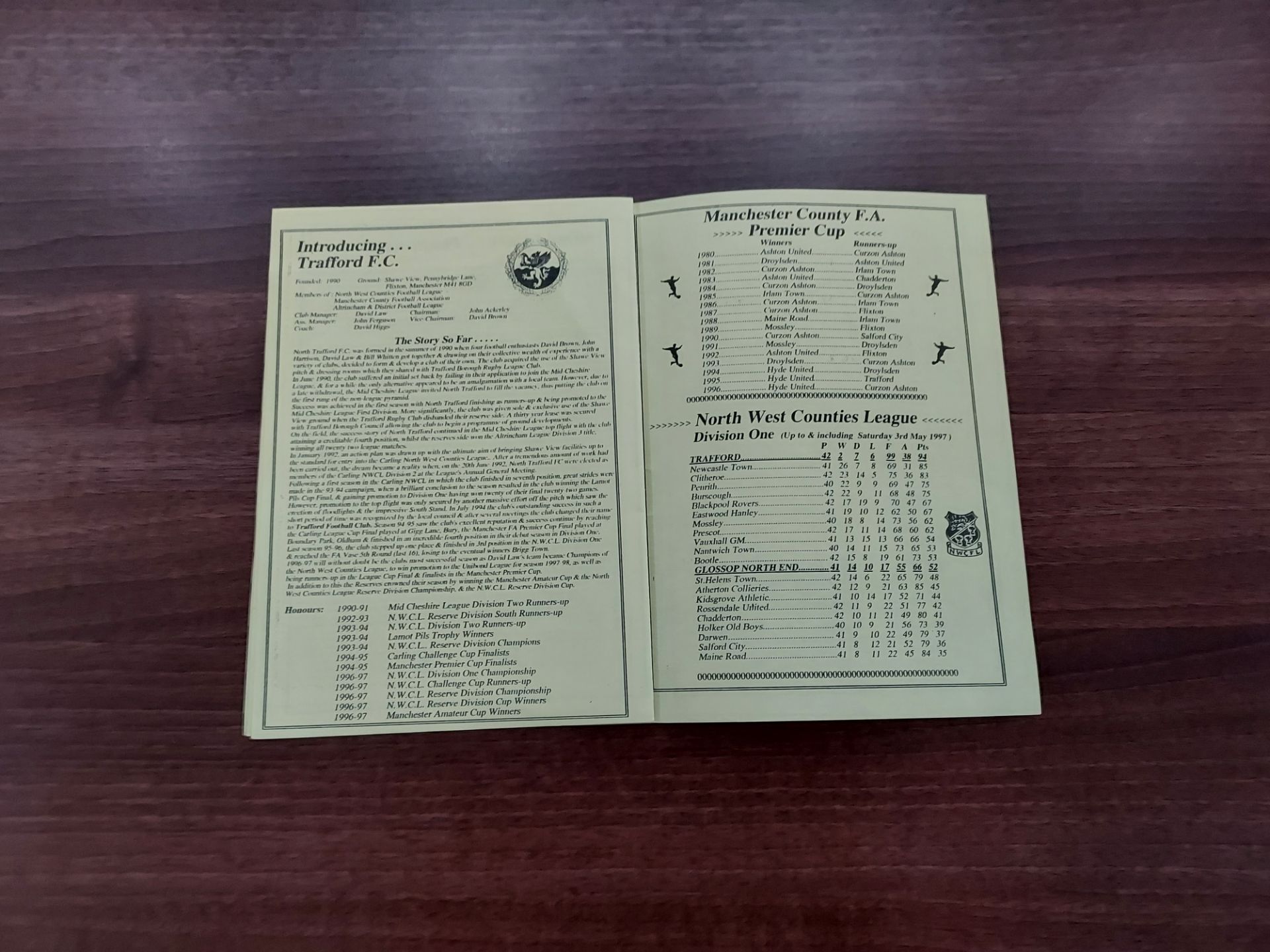 GLOSSOP VS TRAFFORD (MANCHESTER COUNTY PREMIER FINAL) 1996/97 - Image 2 of 2
