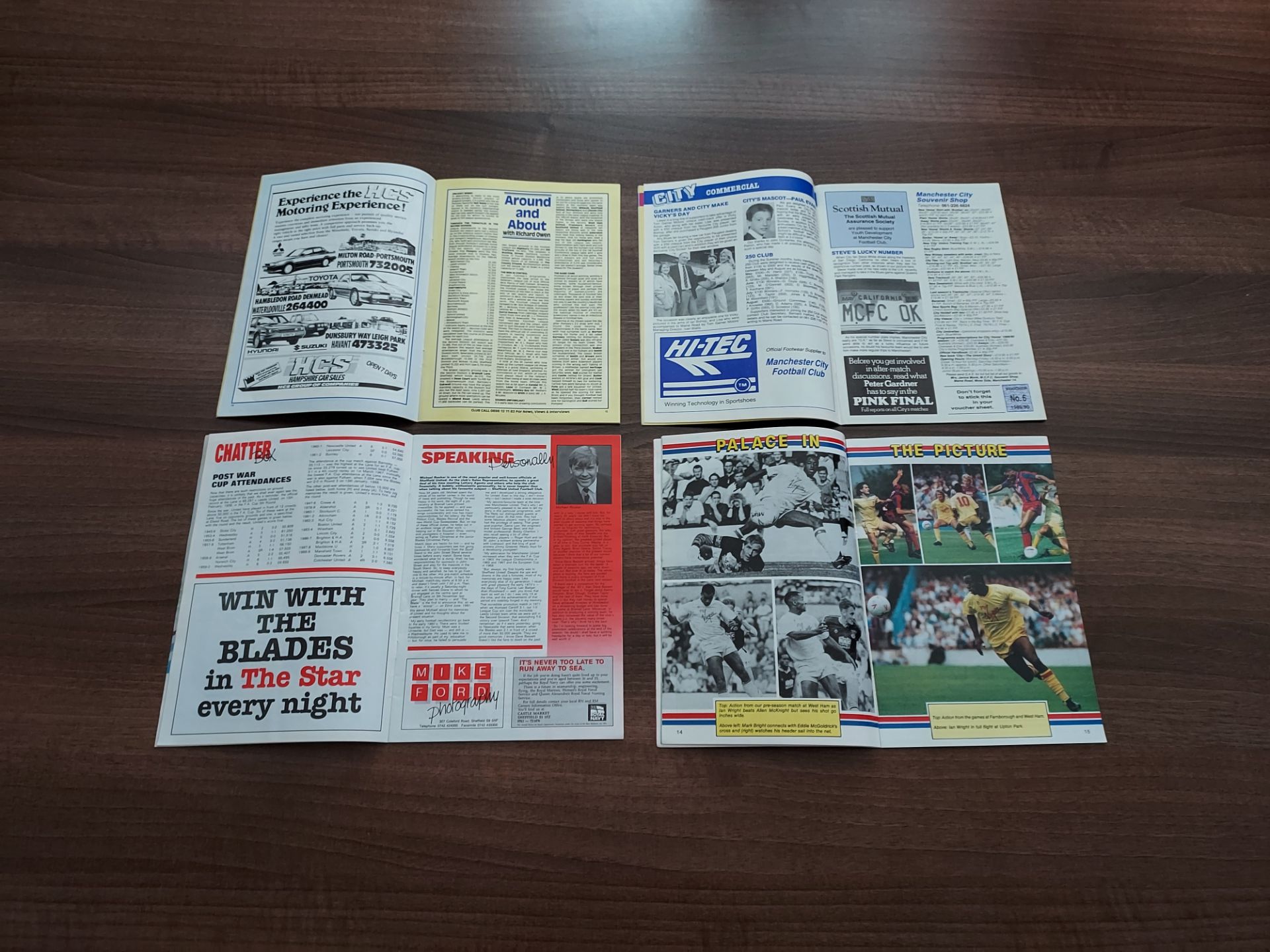 4 X MANCHESTER UNITED AWAY PROGRAMS TO INC - PALACE, MAN CITY, PORTSMOUTH, SHEFFIELD UNITED 1989/90 - Image 2 of 2
