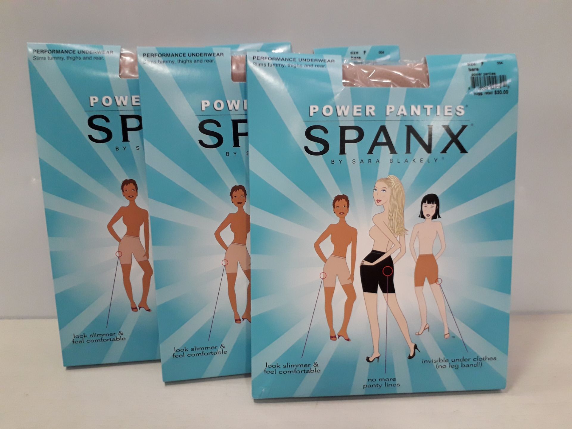 30 X BRAND NEW SPANX POWER PANTIES IN BARE COLOUR IN ( SIZE F ) RRP $ 30 .00 TOTAL RRP $ 900