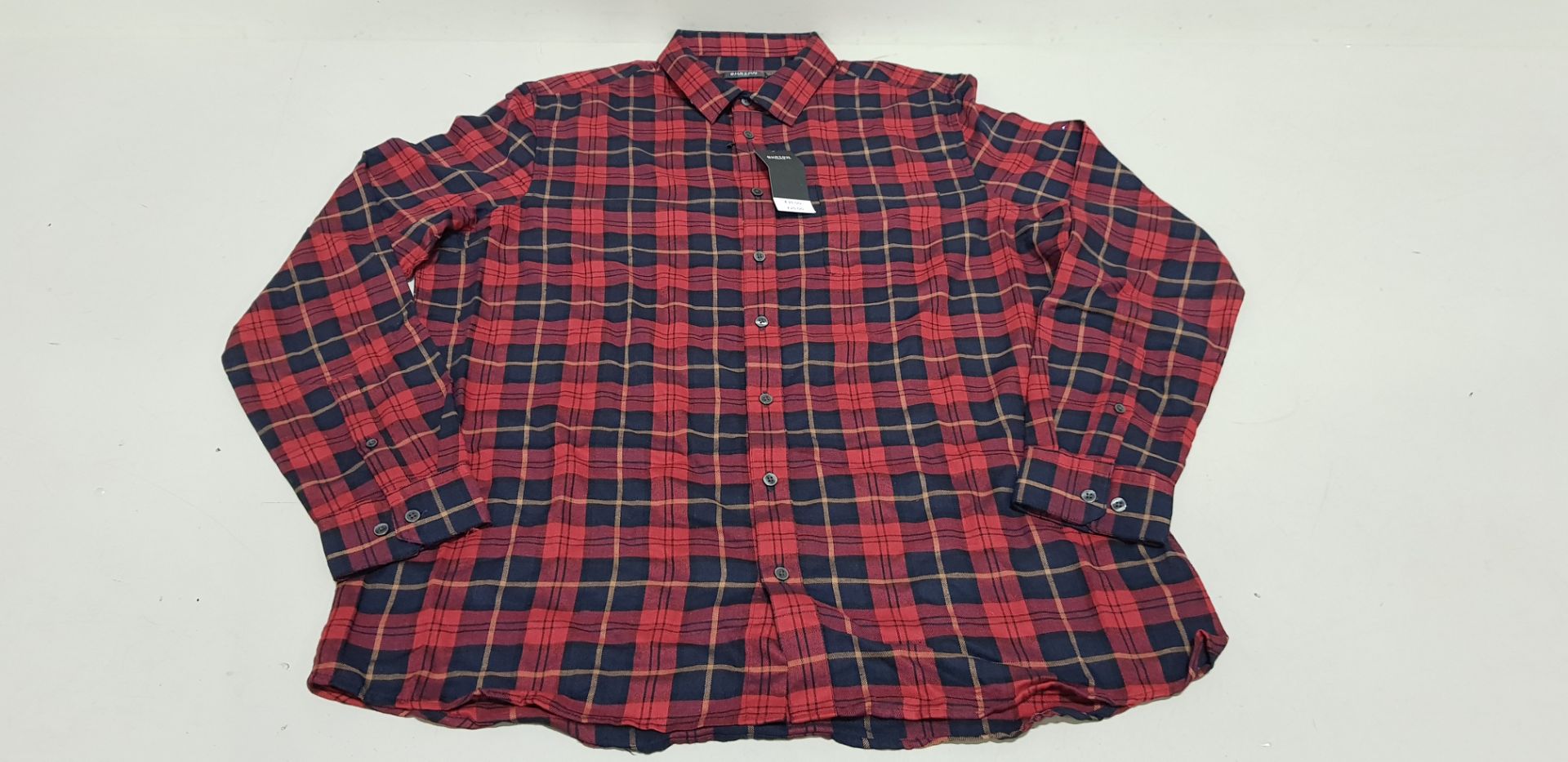 15 X BRAND NEW BURTON MENSWEAR TARTAN BUTTONED SHIRTS IN VARIOUS SIZES RRP £25.00 (TOTAL RRP £375.